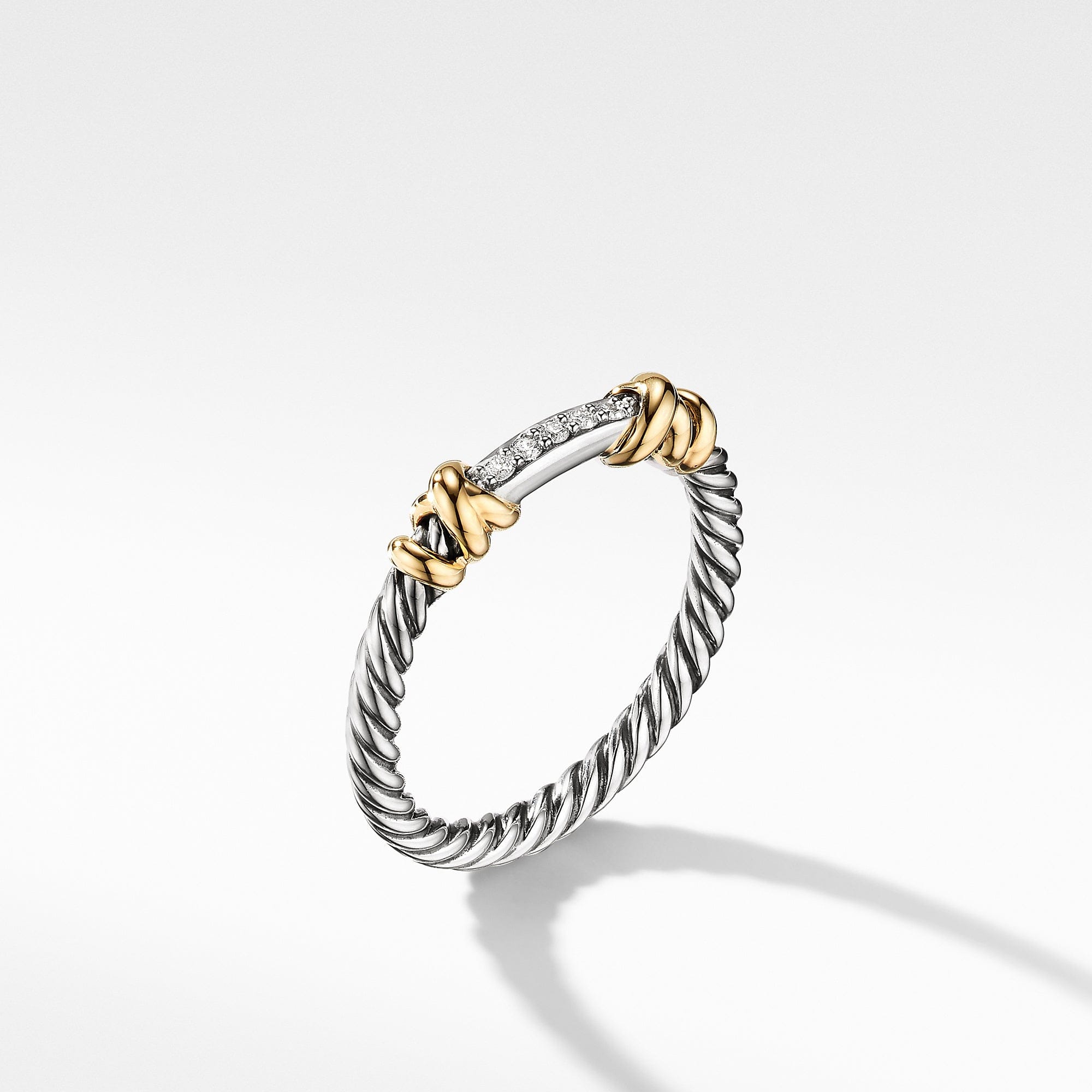 David Yurman Helena Wrap Ring in Sterling Silver and 18K Yellow Gold with Diamonds, Size 7