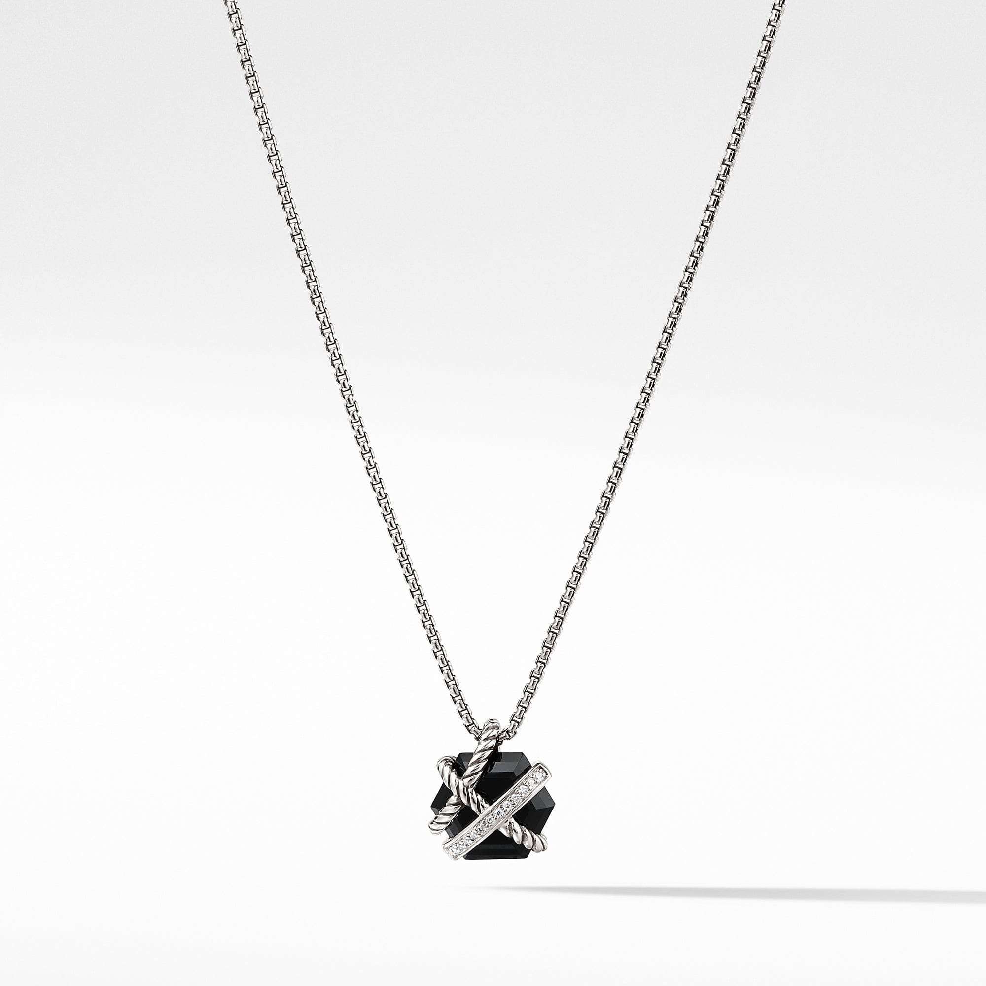 David Yurman Necklace with Black Onyx and Diamonds, 17" Length
