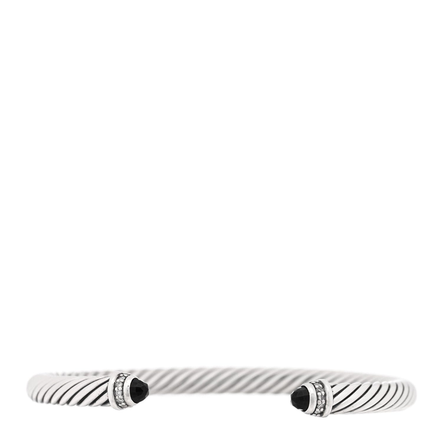 David Yurman Sterling Silver Diamond Black Onyx 5 mm Cable Classics Bracelet