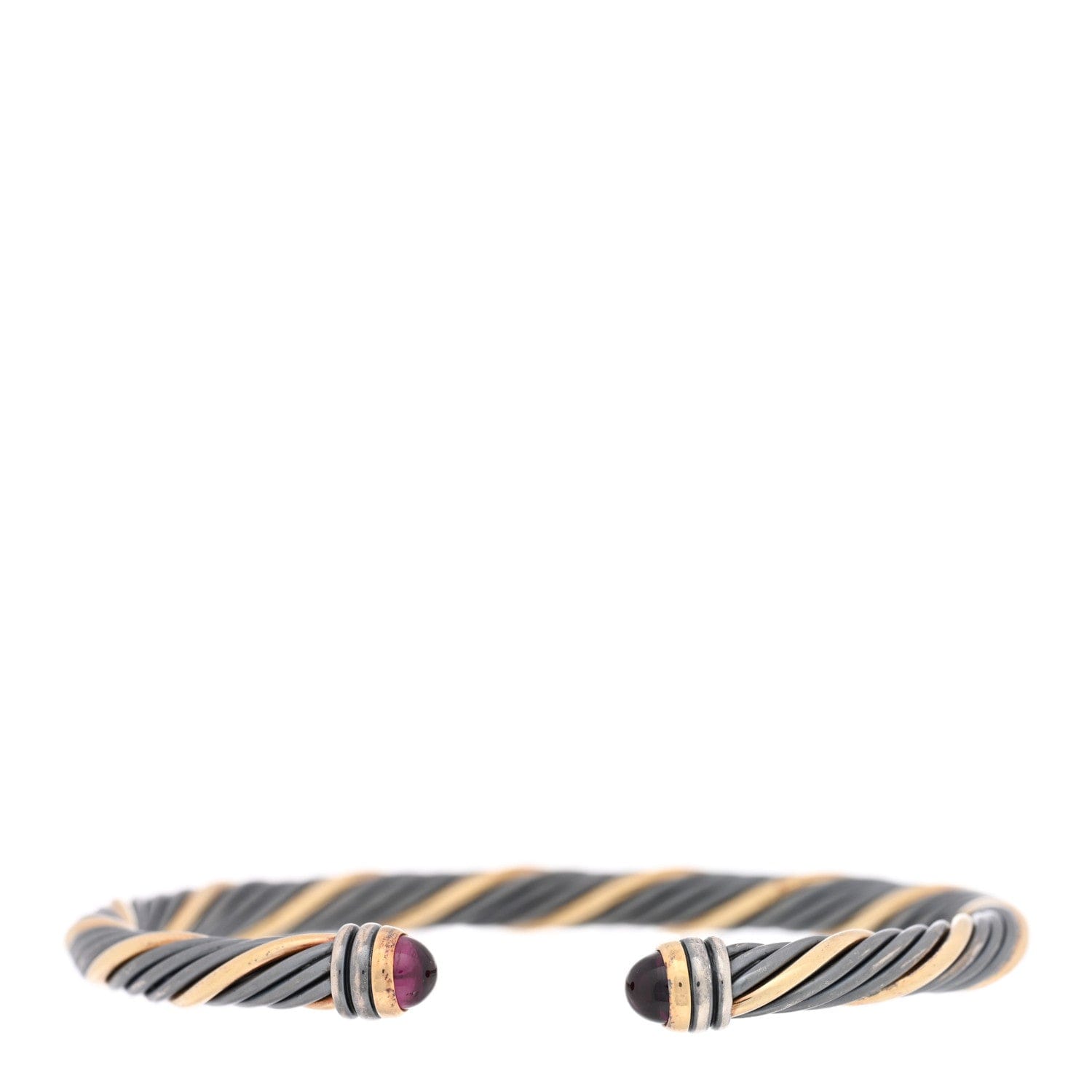 David Yurman Darkened Sterling Silver 18K Yellow Gold Pink Tourmaline 5 mm Cable Bracelet