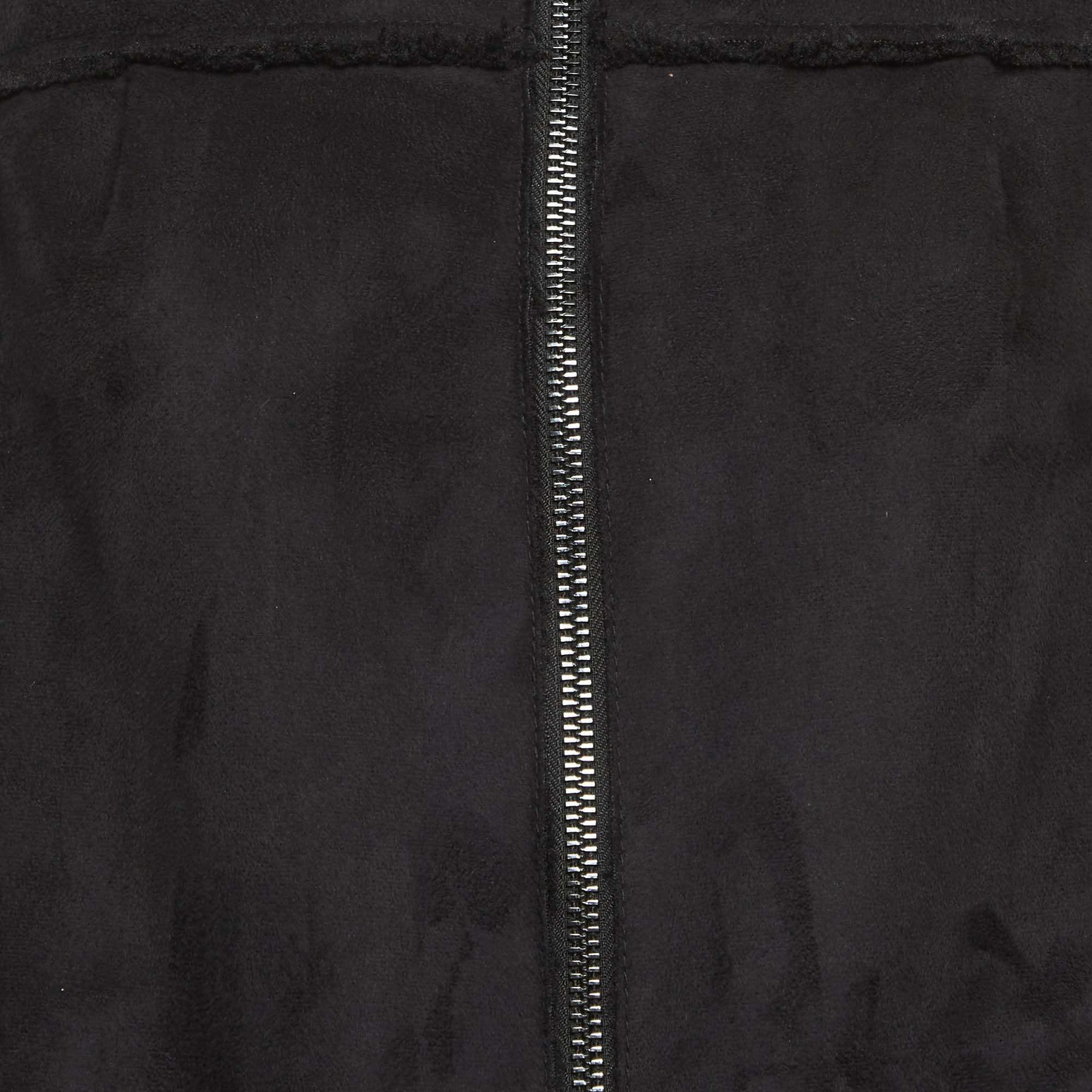 Emporio Armani Black Fleece Suede Zip Up Jacket