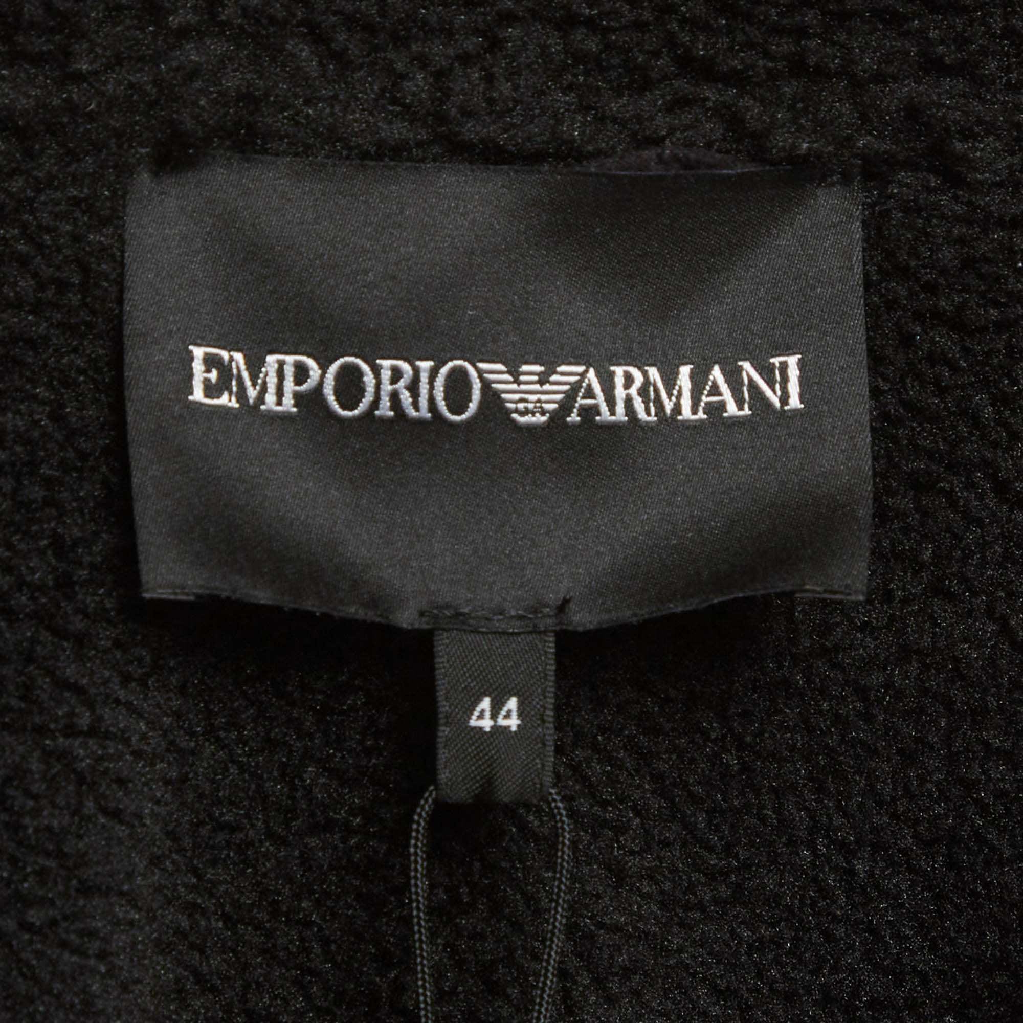Emporio Armani Black Fleece Suede Zip Up Jacket