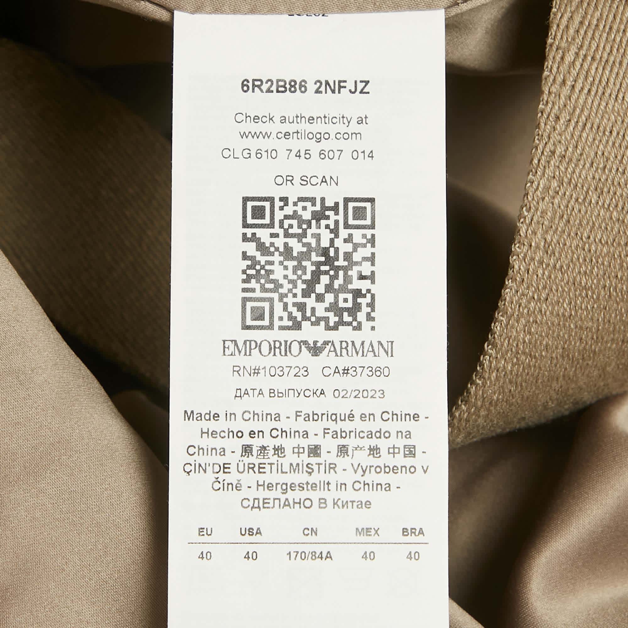 Emporio Armani Metallic Gold Synthetic Debossed Monogram Quilted Jacket
