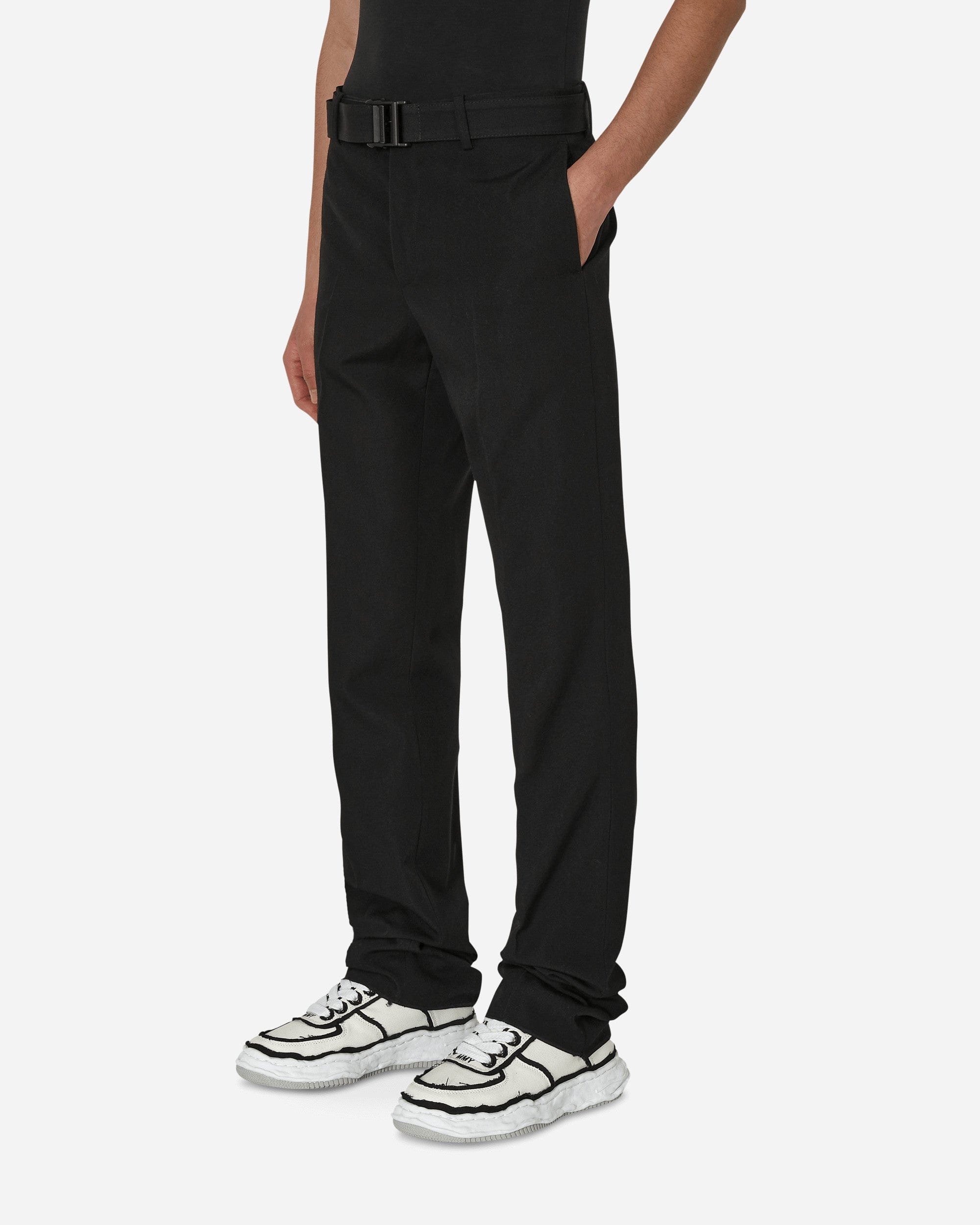 Off-White Buckle Dry Wool Slim Pants Black