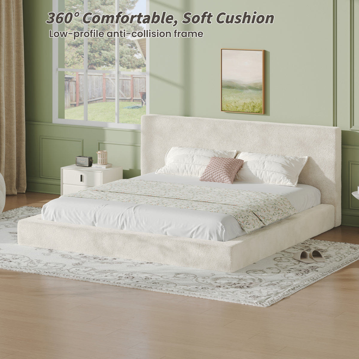 Off-White Streamdale AirFrame King Frameless Bed Surround, 8.7" Cloud Cushion, Off - white