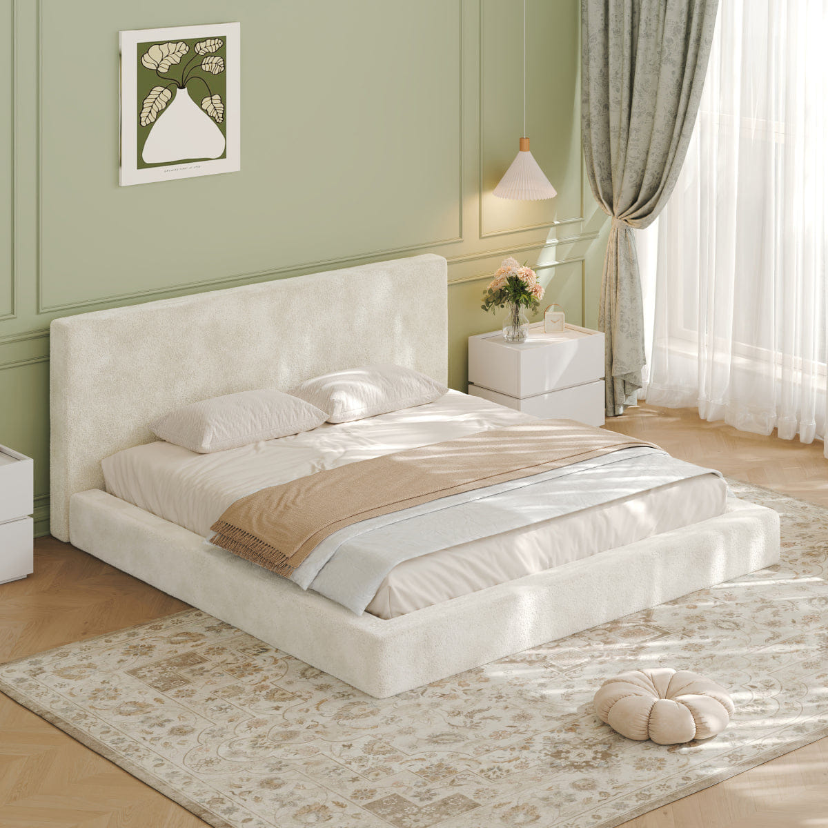 Off-White Streamdale AirFrame King Frameless Bed Surround, 8.7" Cloud Cushion, Off - white