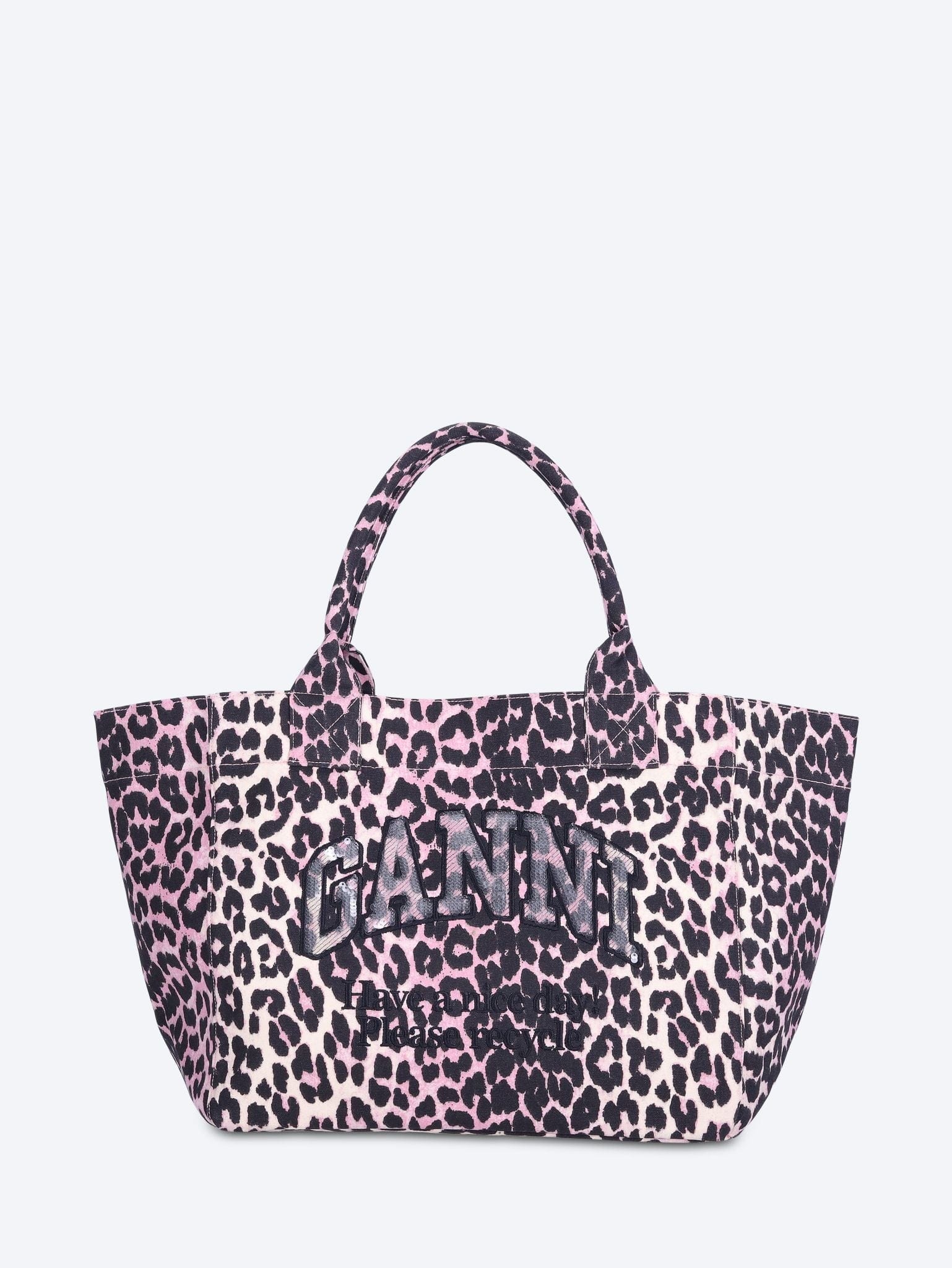 GANNI Medium trapeze printed sequin tote bag