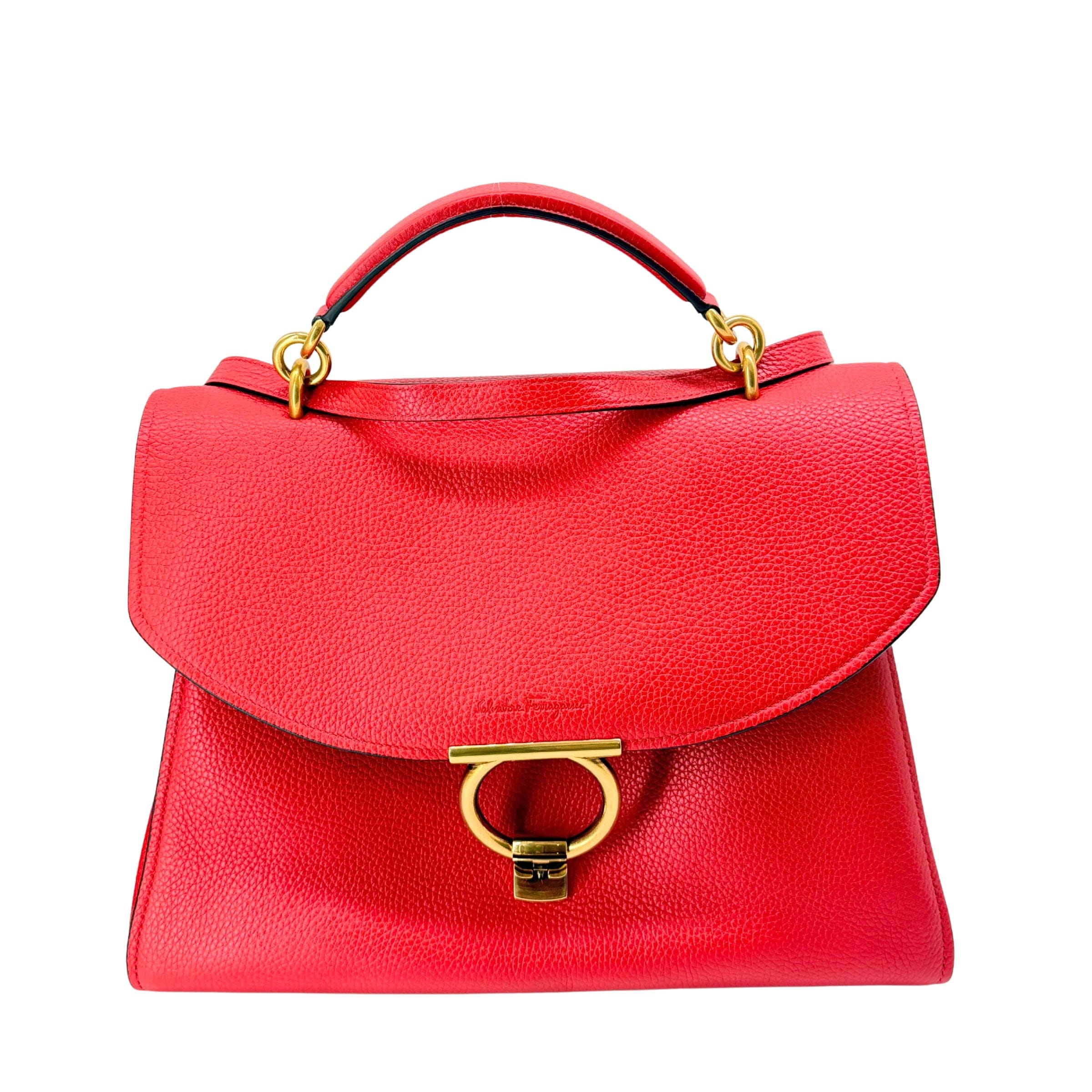Ferragamo Salvatorre Ferragamo Gancini Top Handle Flap Bag