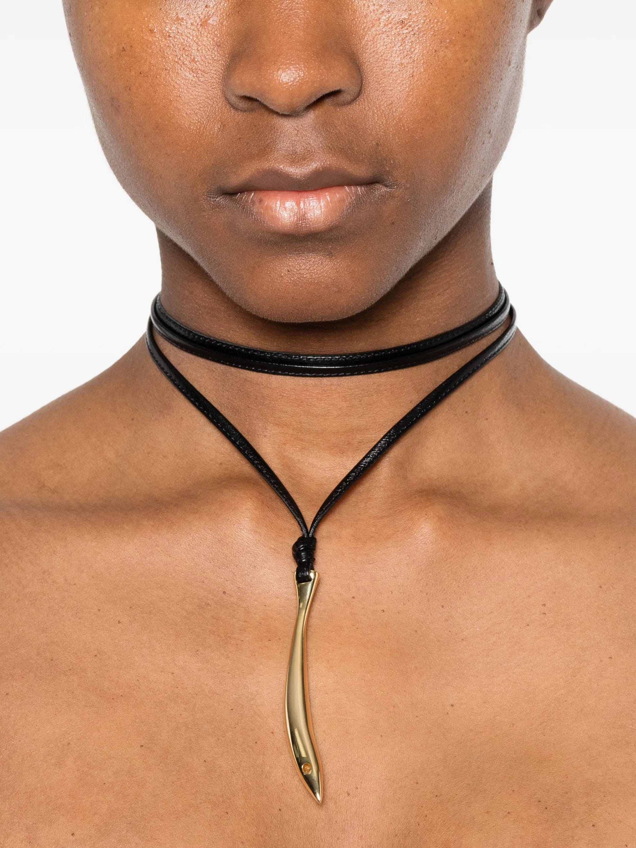 Bottega Veneta Sardine pendant leather - cord necklace