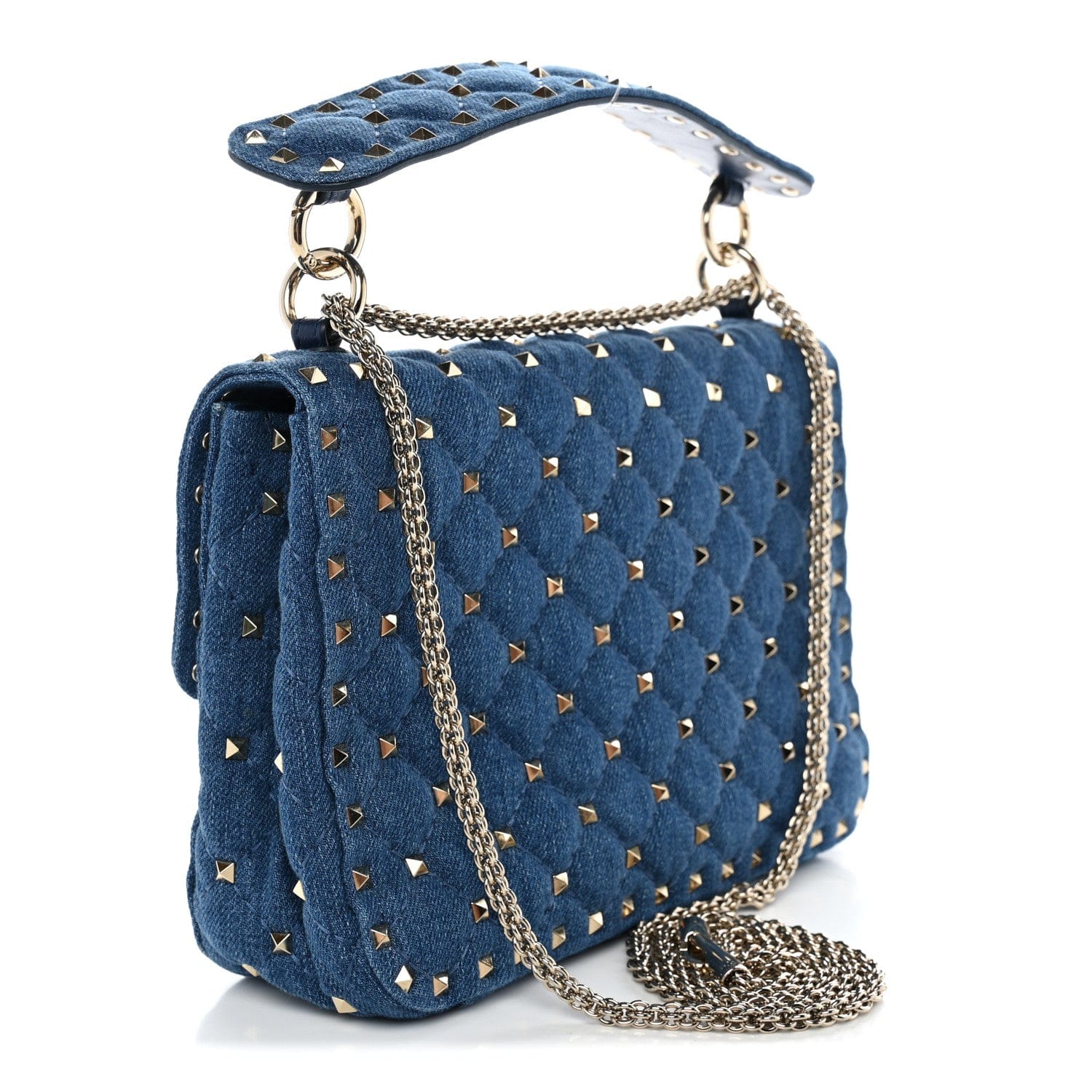 Valentino Garavani Denim Medium Rockstud Spike Shoulder Bag Denim
