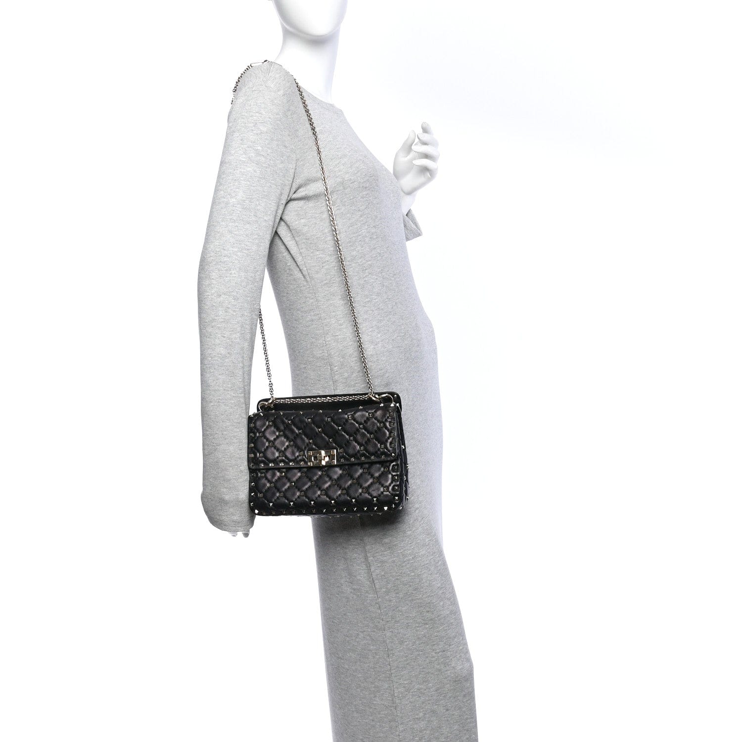 Valentino Garavani Nappa Medium Rockstud Spike Shoulder Bag Black