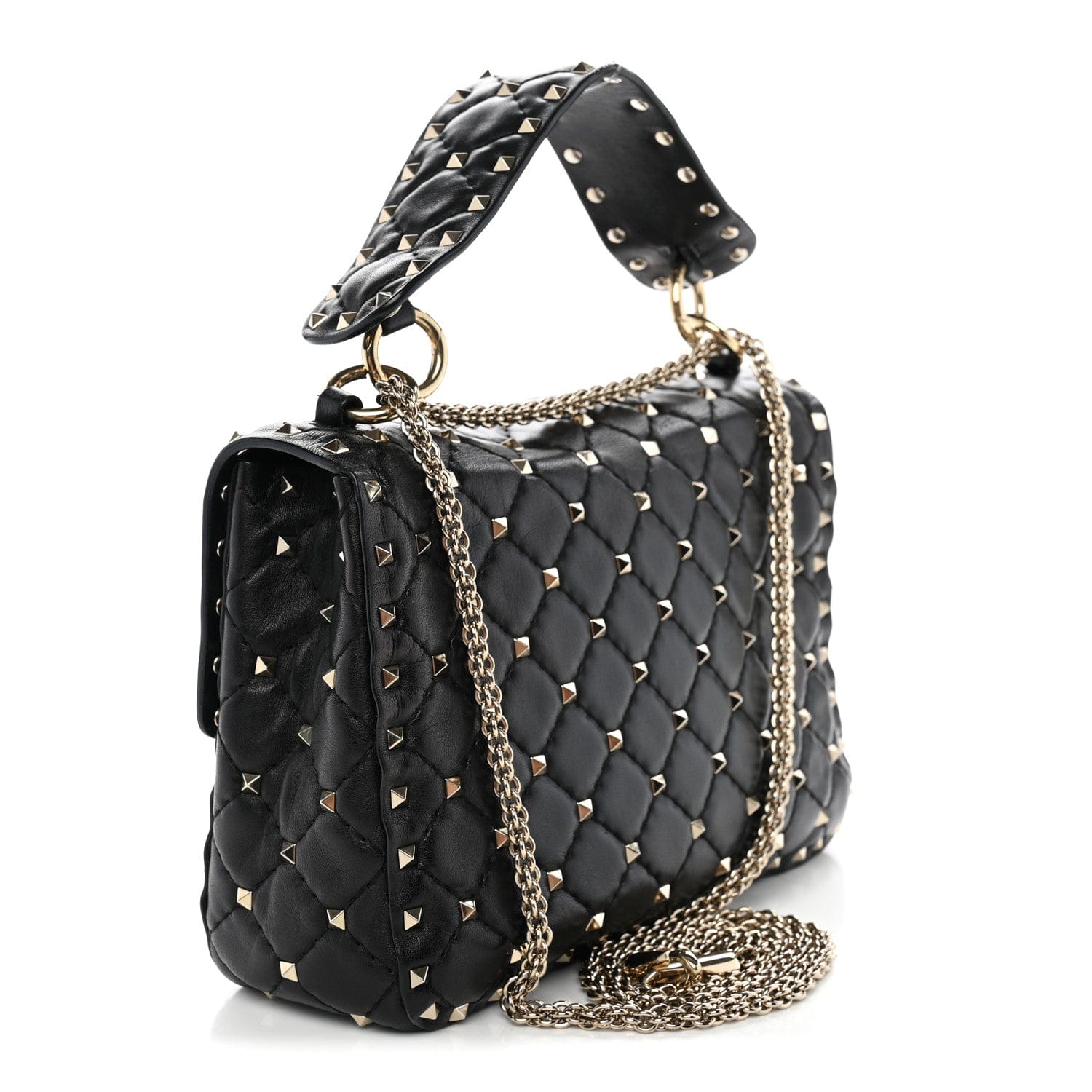 Valentino Garavani Nappa Medium Rockstud Spike Shoulder Bag Black