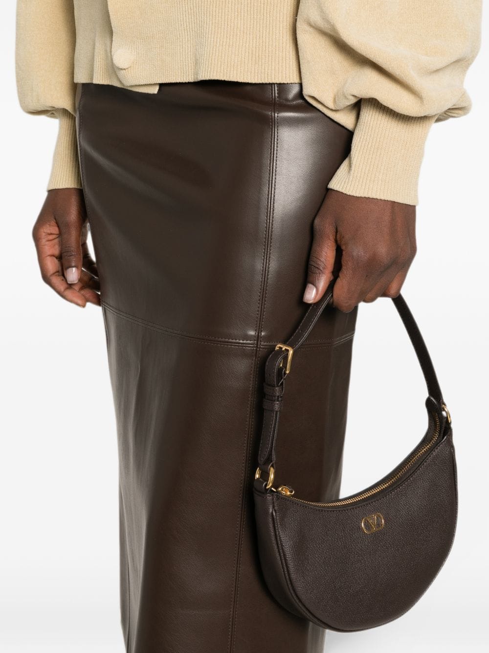 Valentino Garavani VLogo Signature Leather Shoulder Bag — black