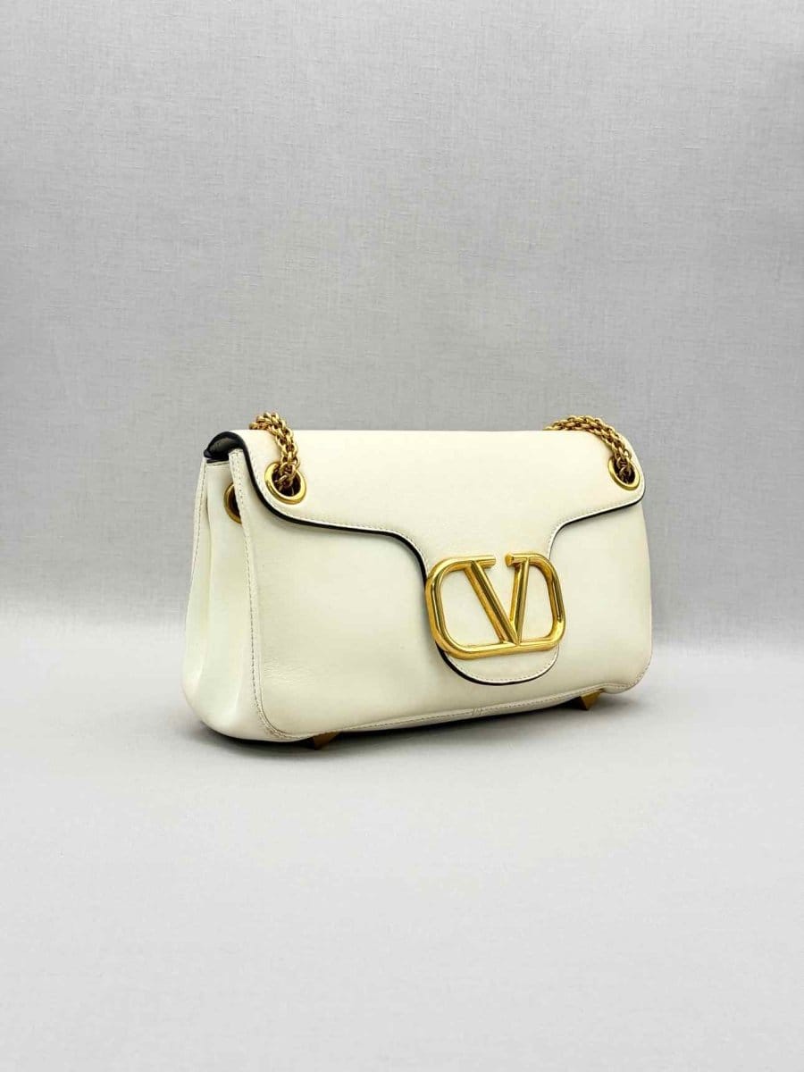 Valentino Garavani Stud Sign Cream Shoulder Bag