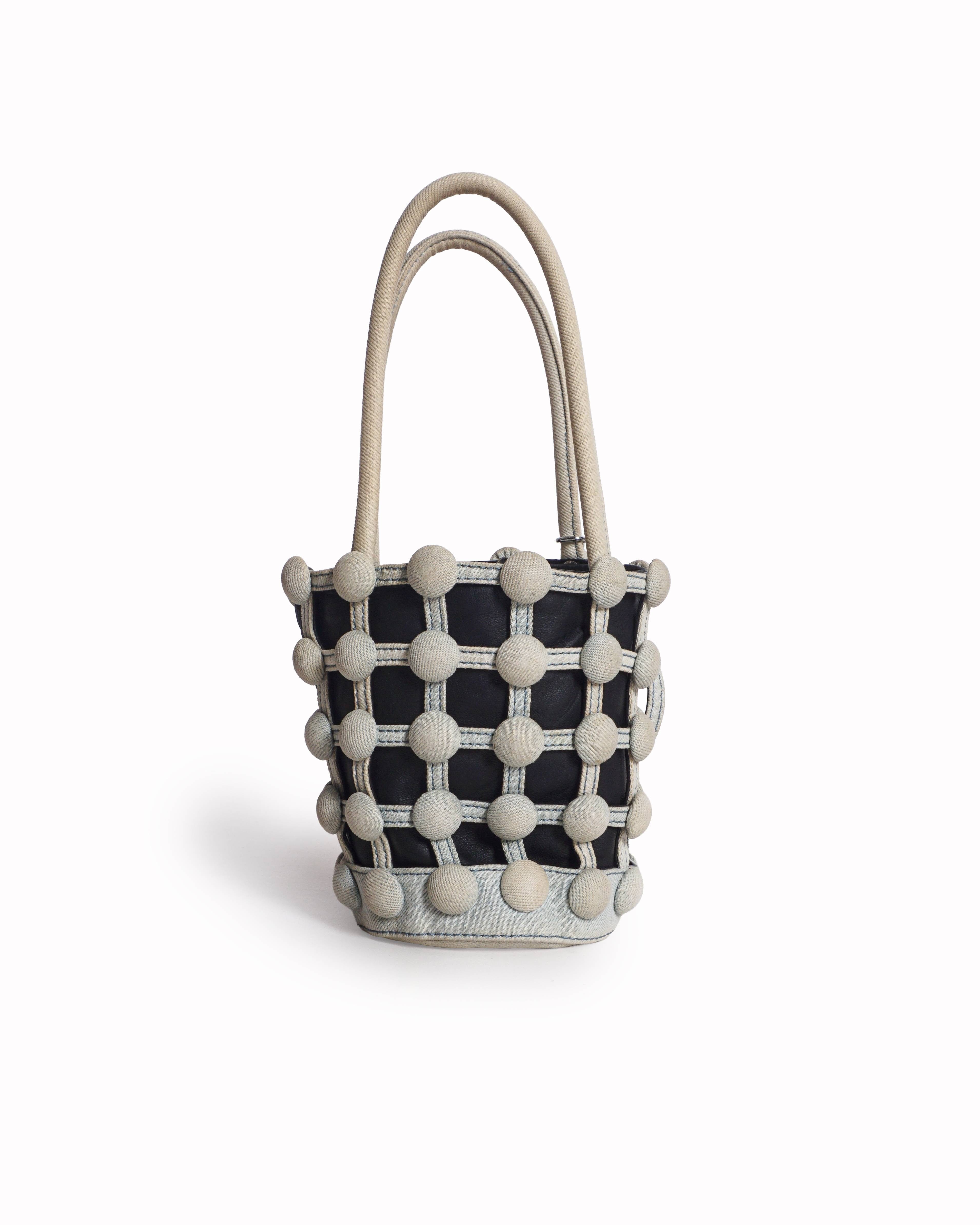 Alexander Wang Studded Denim Roxy Mini Bucket Tote Bag