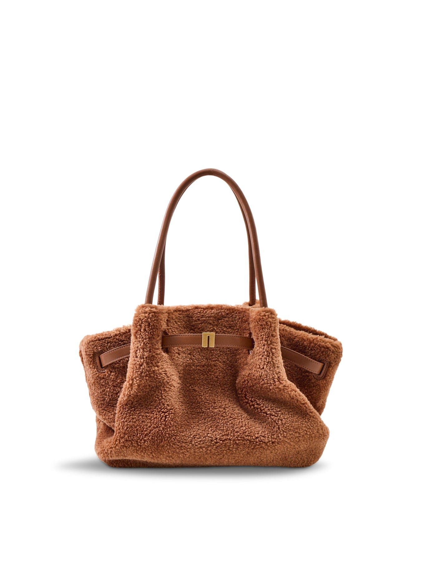 JW PEI Hana Faux Fur Medium Tote Bag Coffee Brown