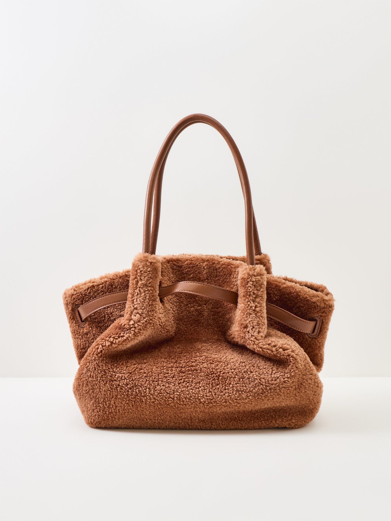 JW PEI Hana Faux Fur Medium Tote Bag Coffee Brown