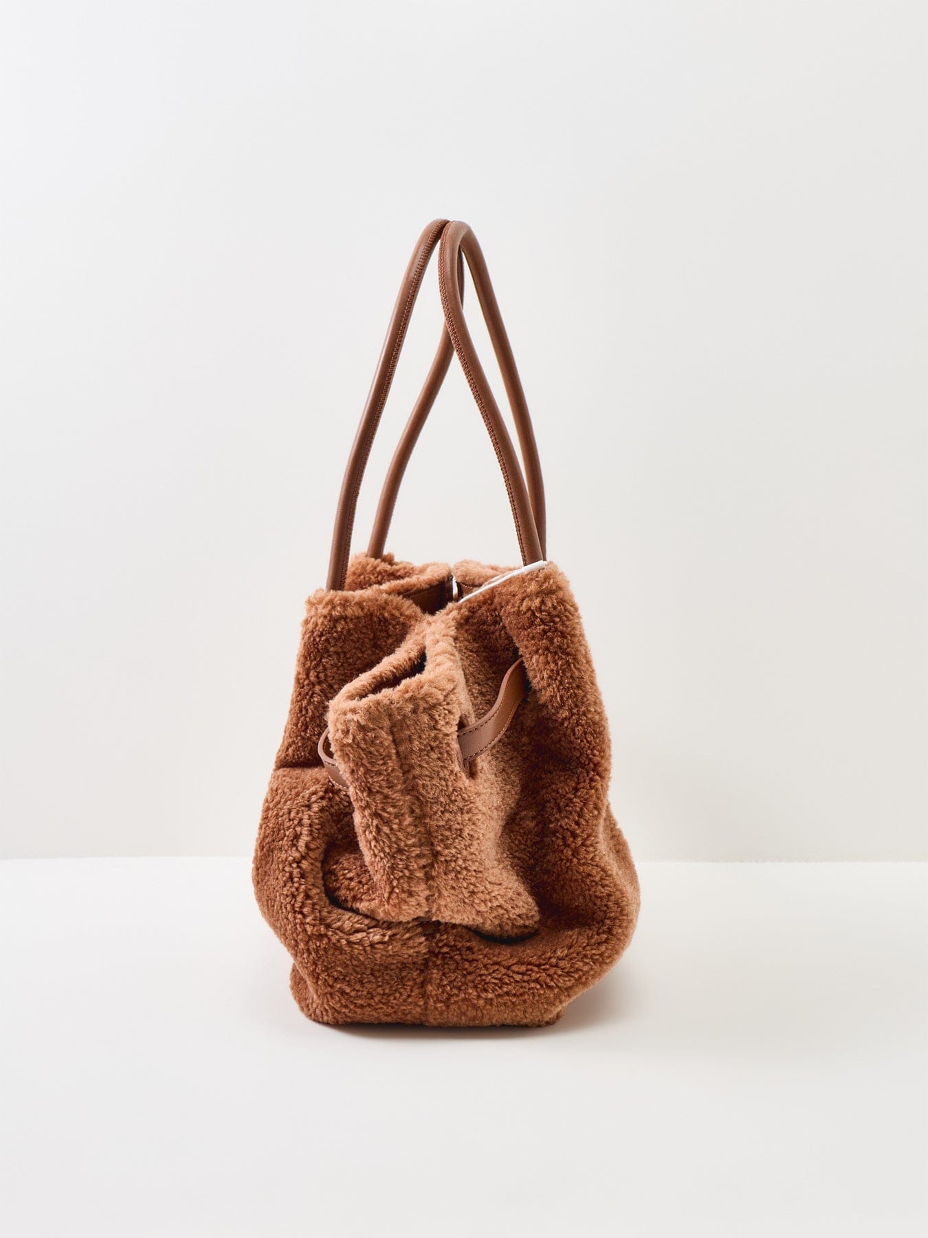 JW PEI Hana Faux Fur Medium Tote Bag Coffee Brown