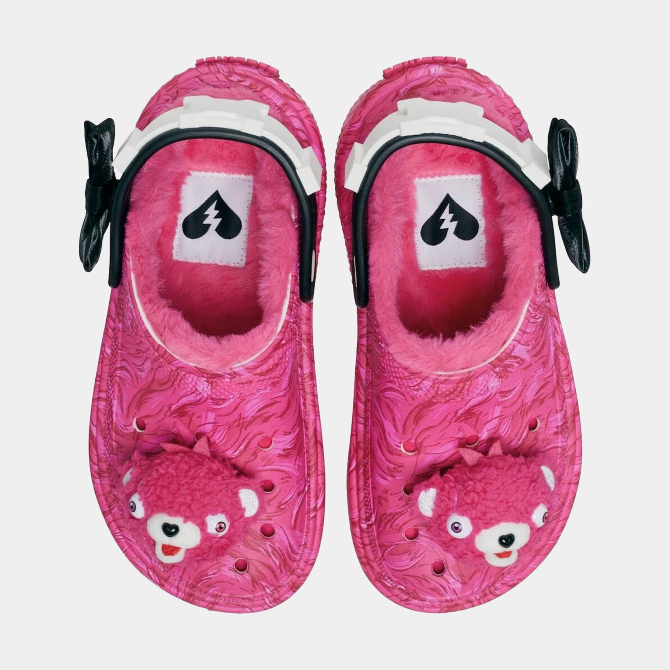 CROCS Stomp Lined Clog Fortnite Cuddle Team Leader Womens Sandals (Pink/White)