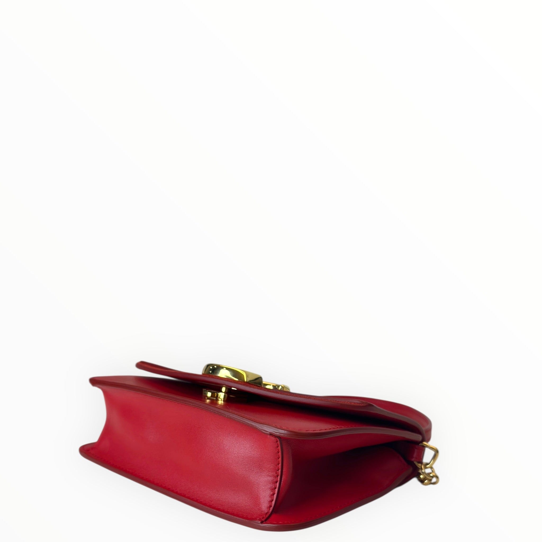Chloé C Chain Shoulder Bag Red Suede - trimmed Leather