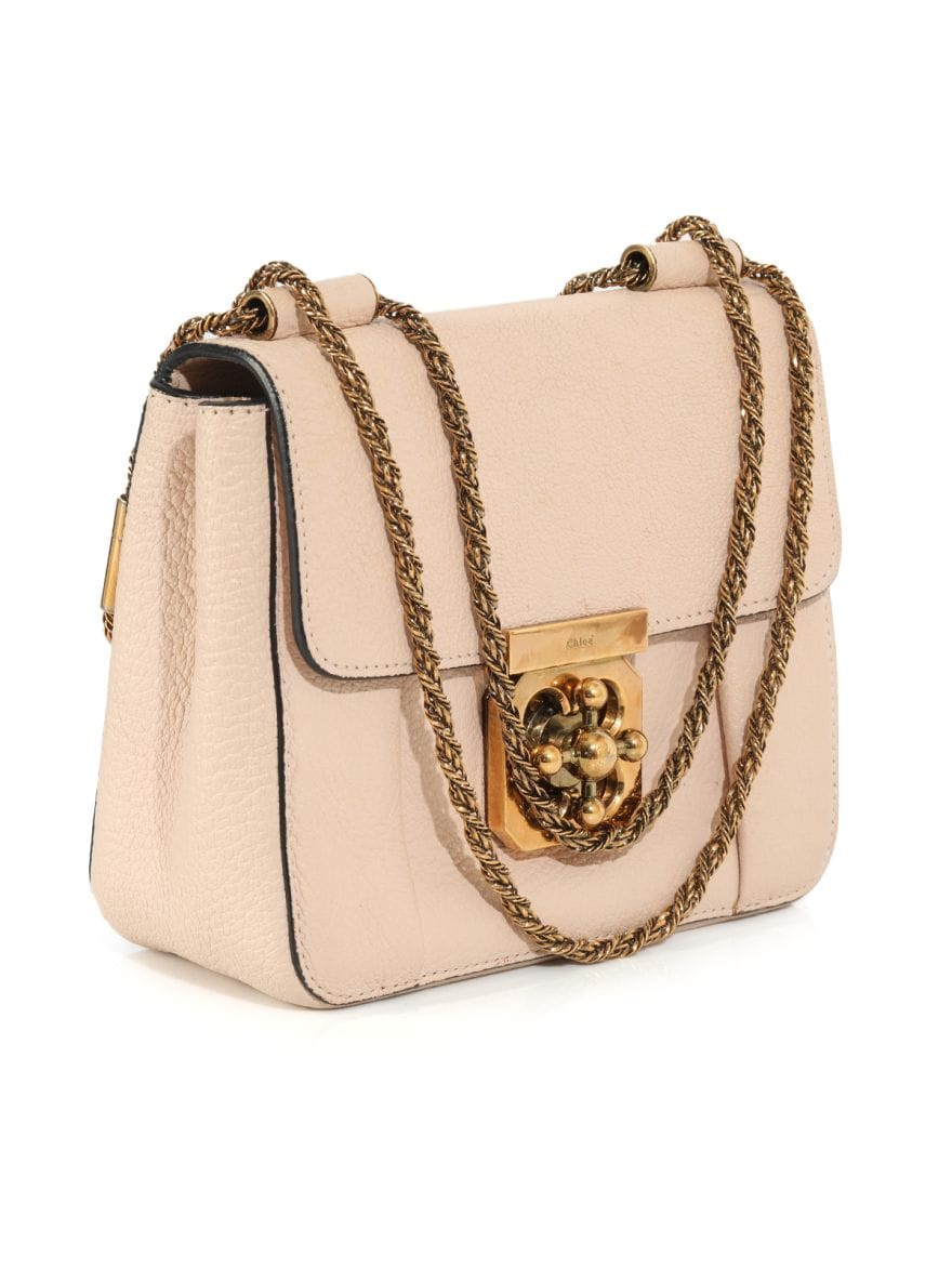 Chloe Beige Leather Small Square Elsie Chain Shoulder Bag