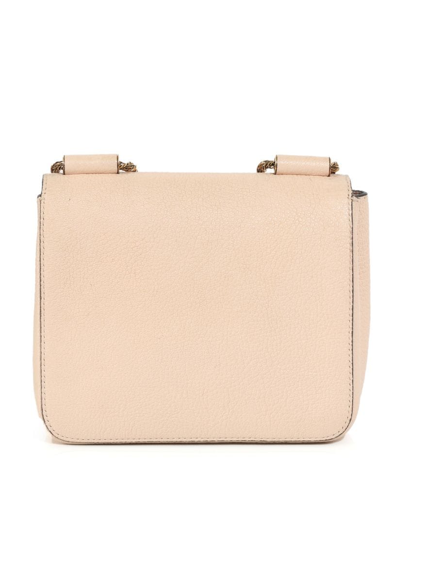 Chloe Beige Leather Small Square Elsie Chain Shoulder Bag