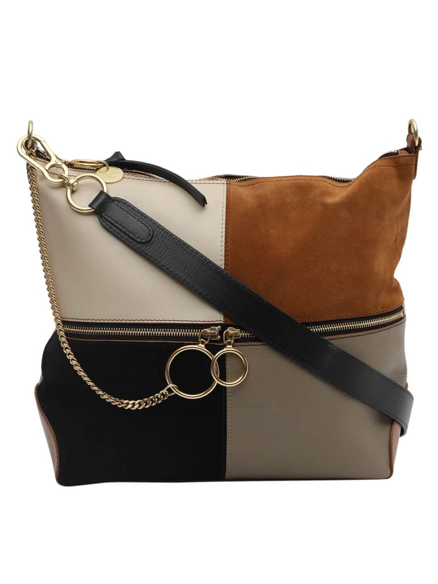 Chloe See By Tan Suede/Leather Shoulder Bag