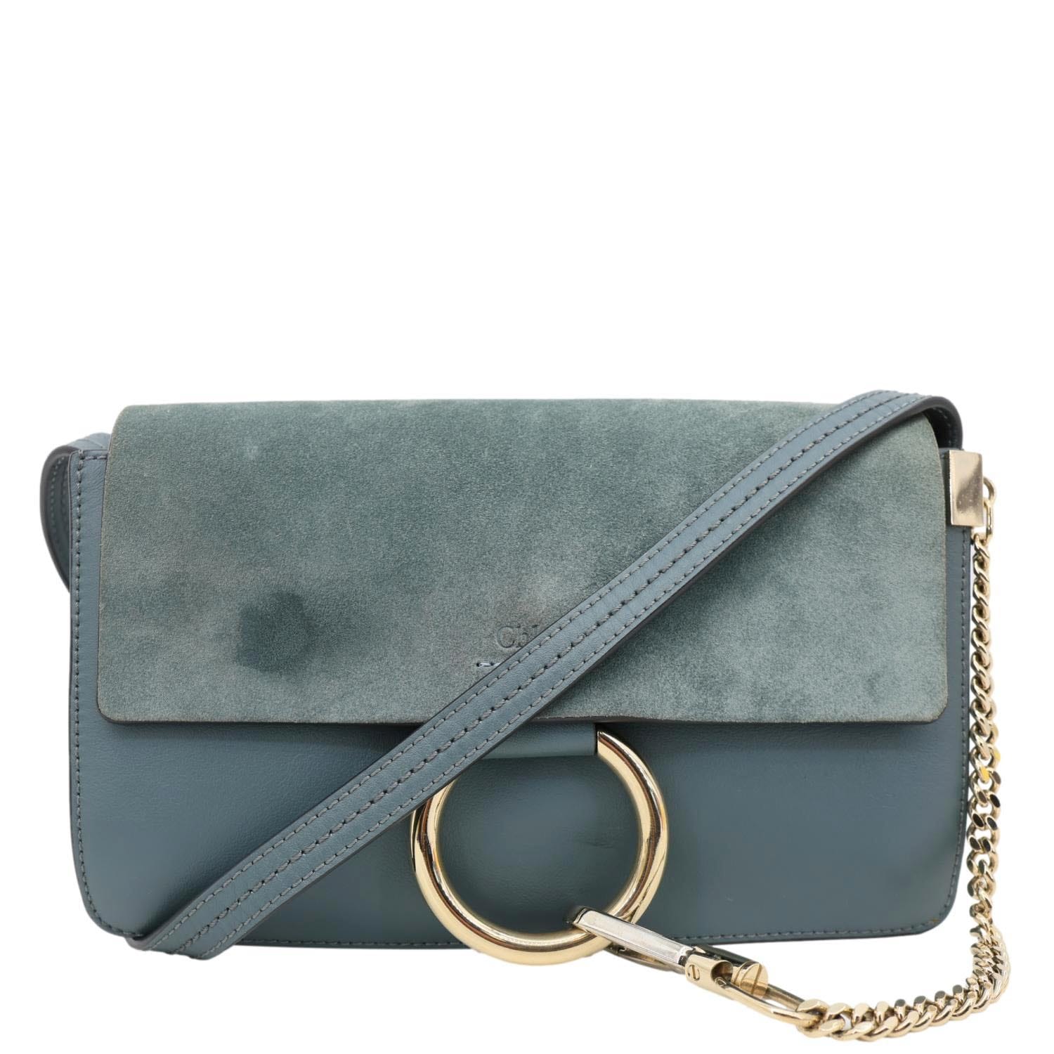 CHLOE Faye Small Suede Shoulder Bag Blue