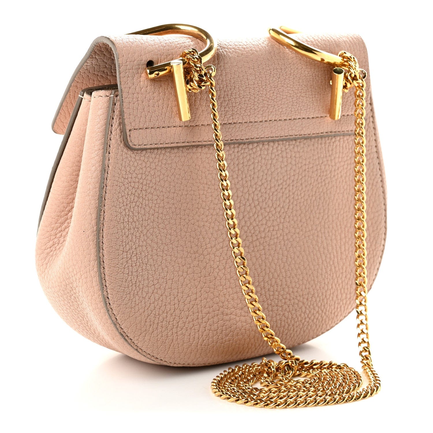 Chloe Grained Lambskin Mini Drew Shoulder Bag Cement Pink