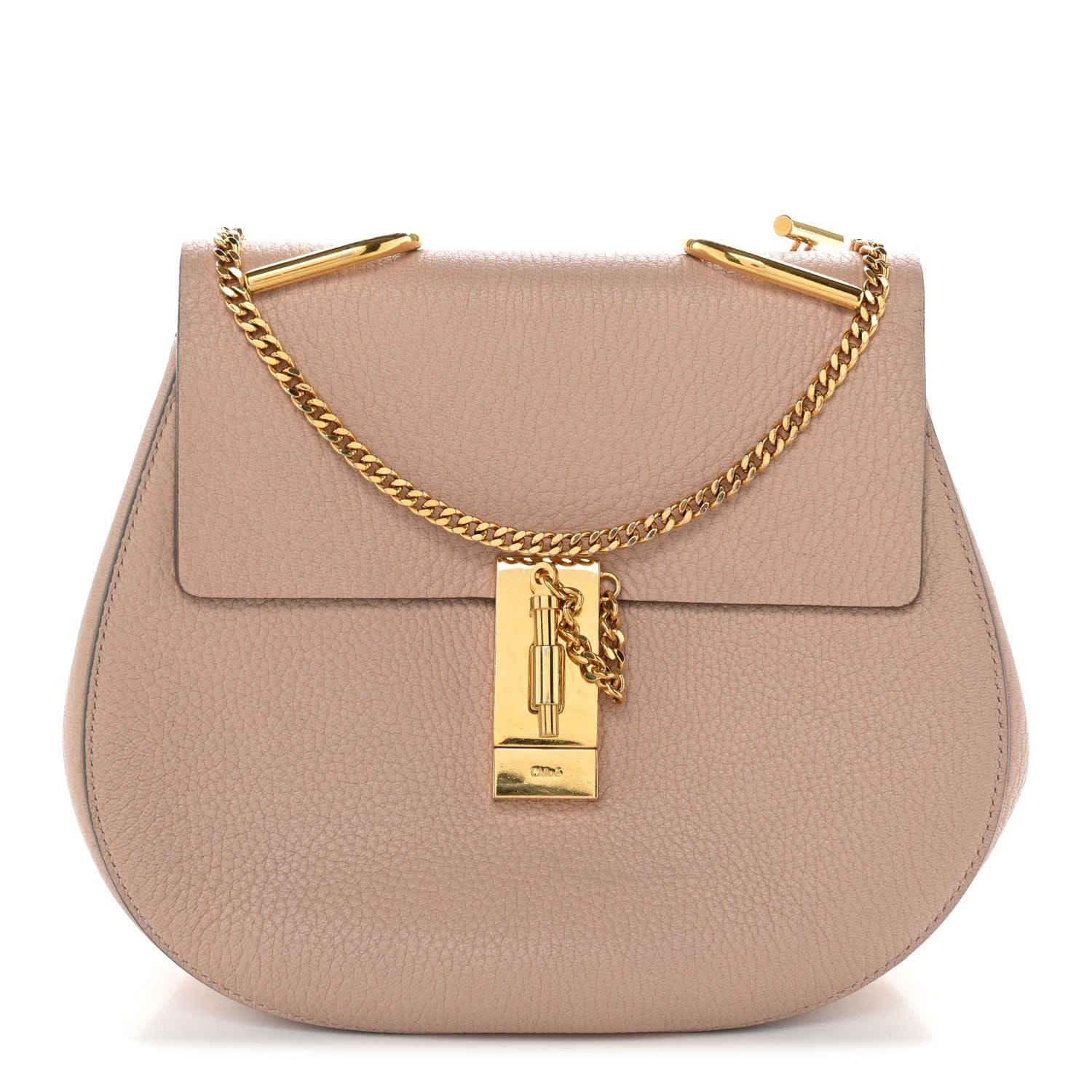 Chloe Grained Lambskin Drew Shoulder Bag Cement Pink