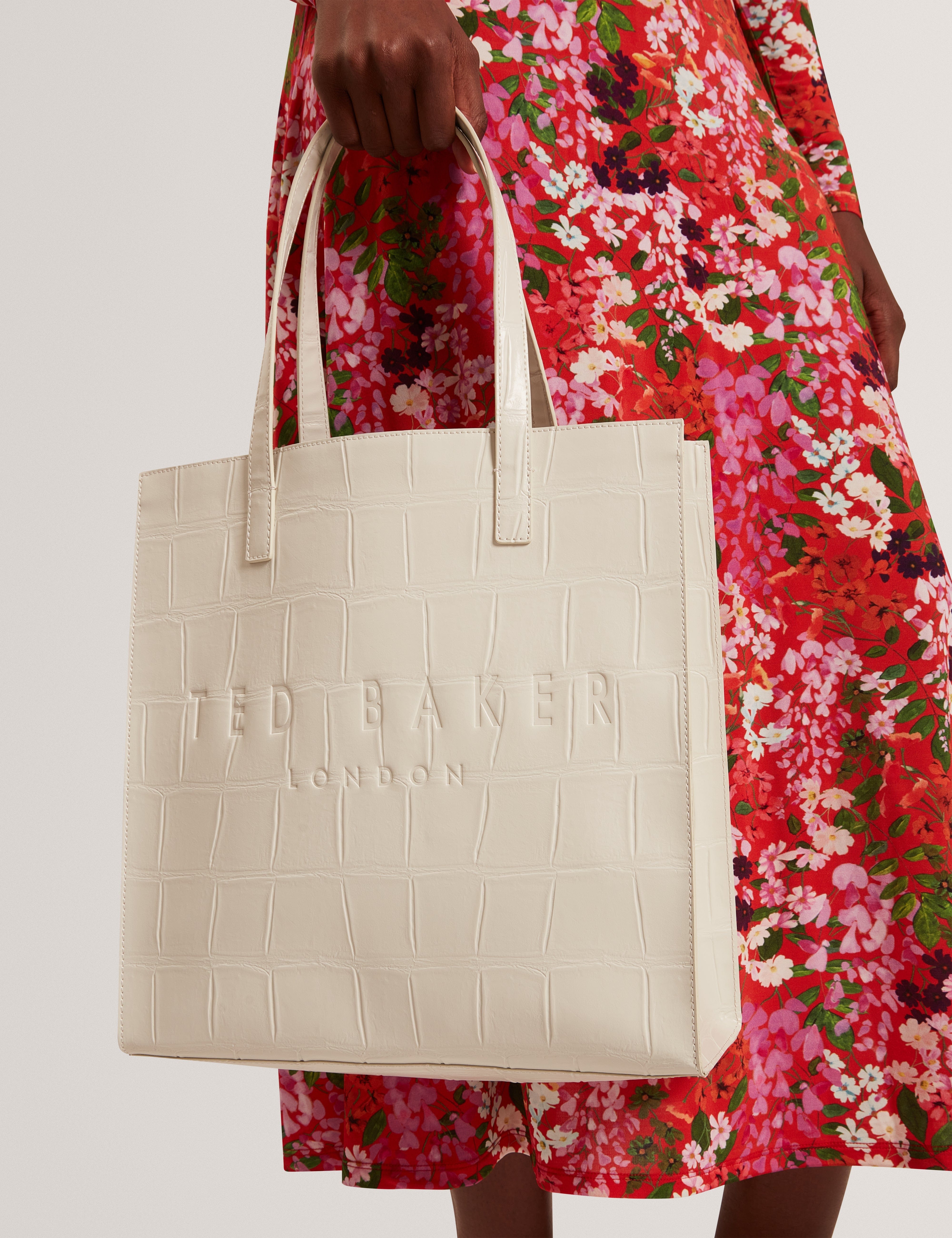 Ted Baker Croccon Croc Effect Large Icon Bag Ivory