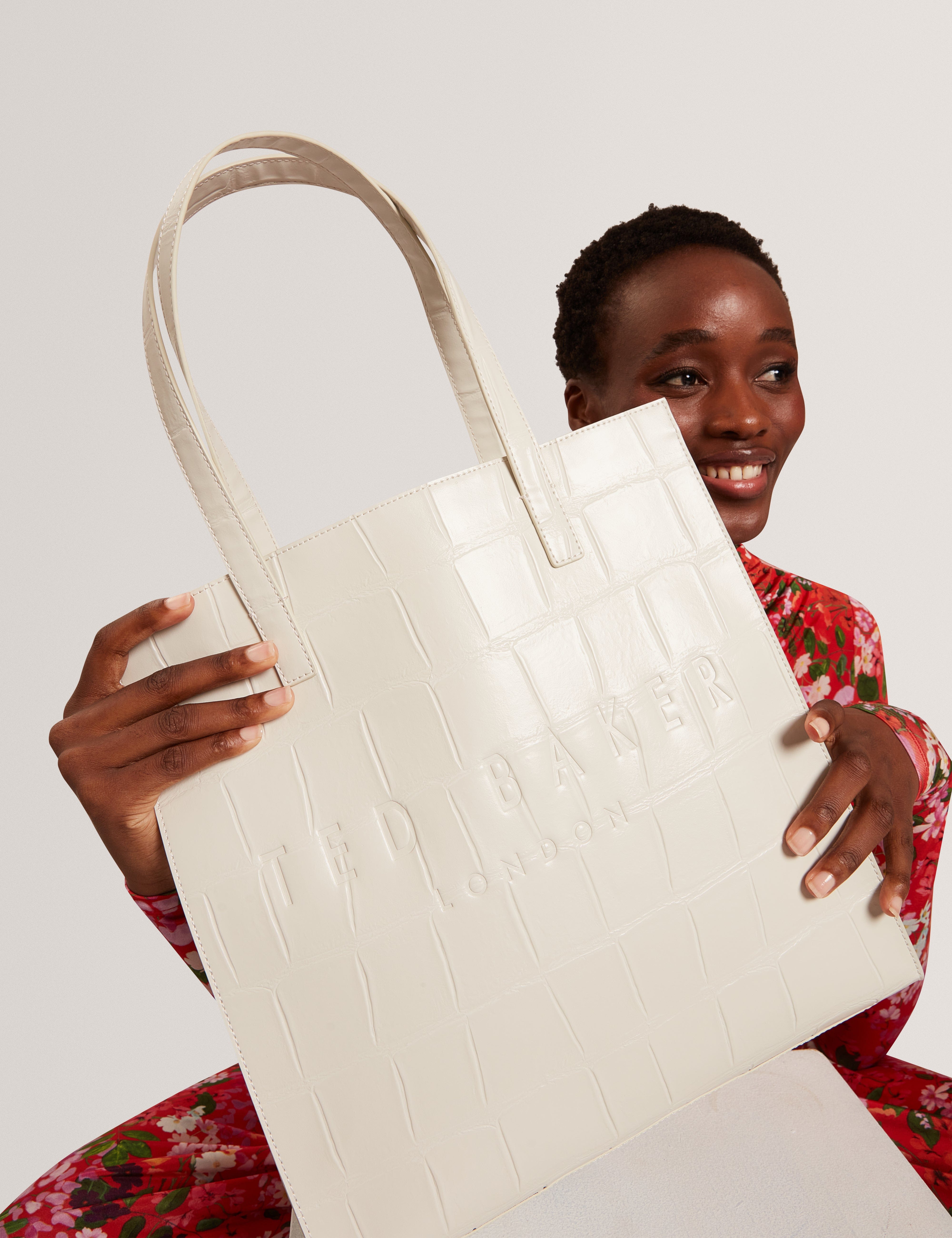 Ted Baker Croccon Croc Effect Large Icon Bag Ivory