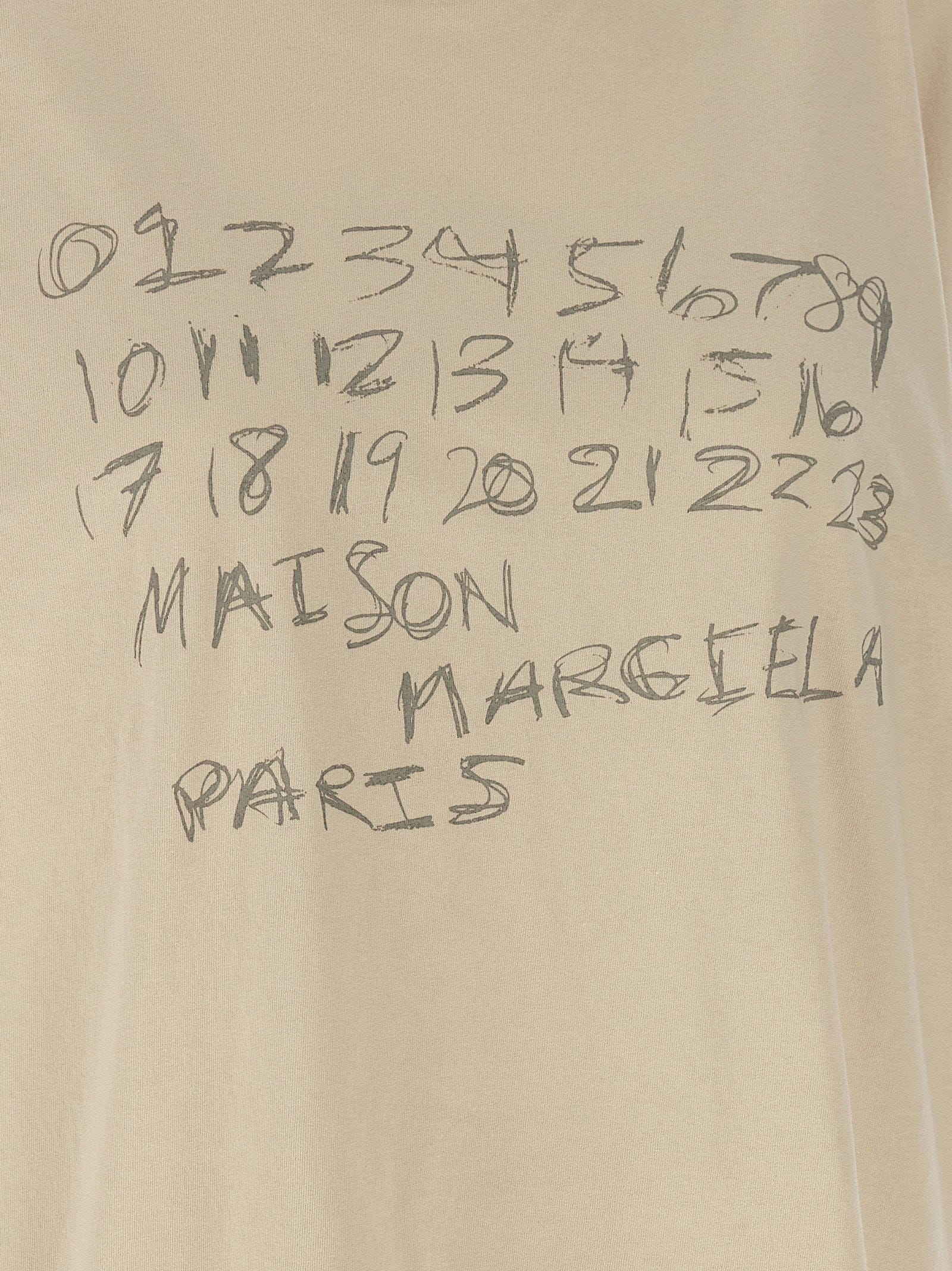 Maison Margiela Logo - Printed Cotton T - Shirt — Beige