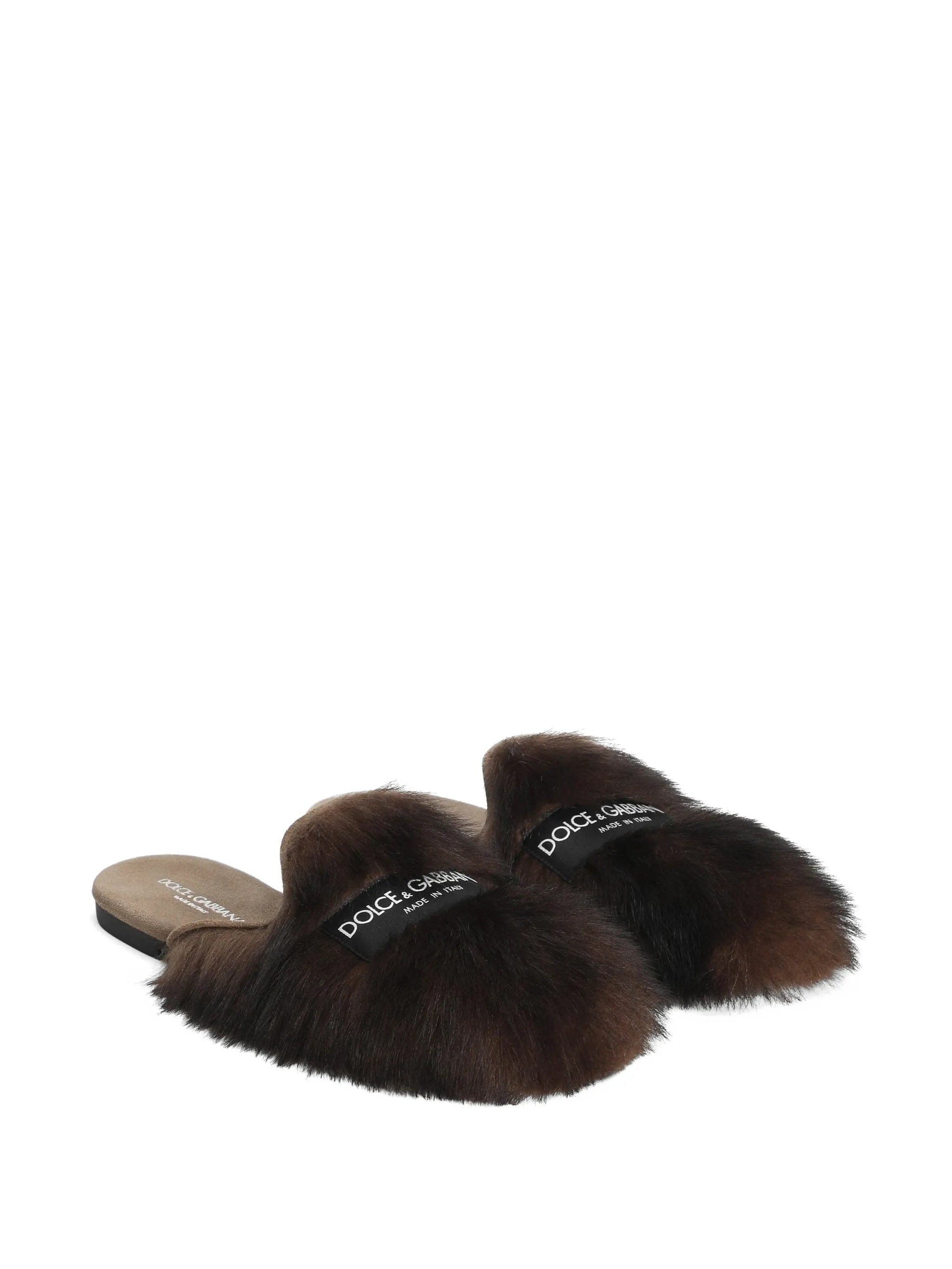 Dolce & Gabbana shearling and suede slippers