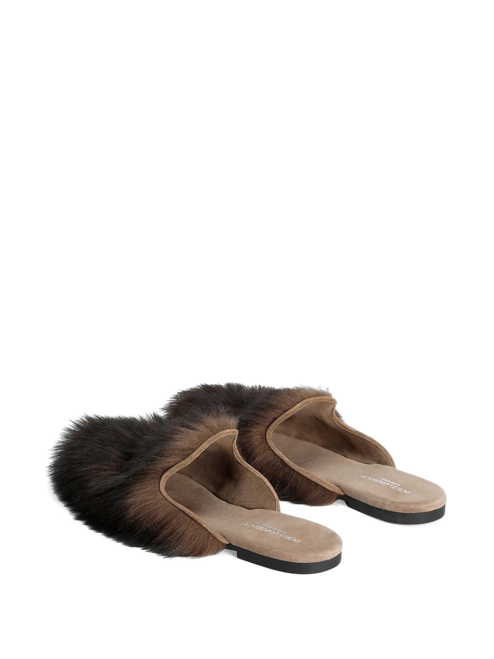 Dolce & Gabbana shearling and suede slippers