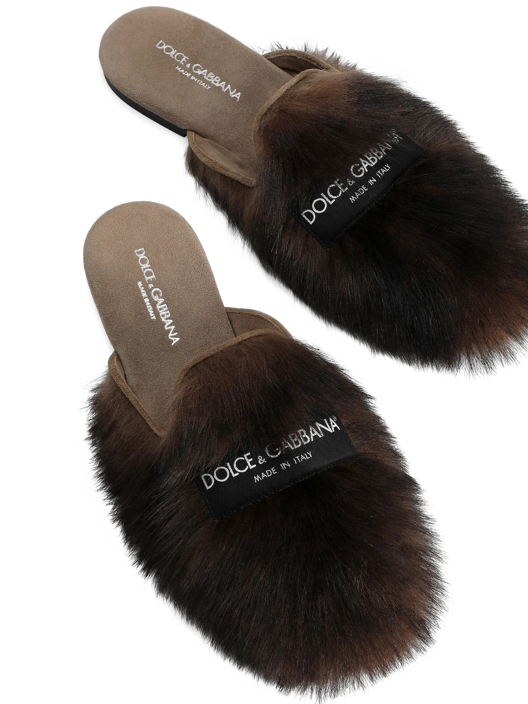 Dolce & Gabbana shearling and suede slippers