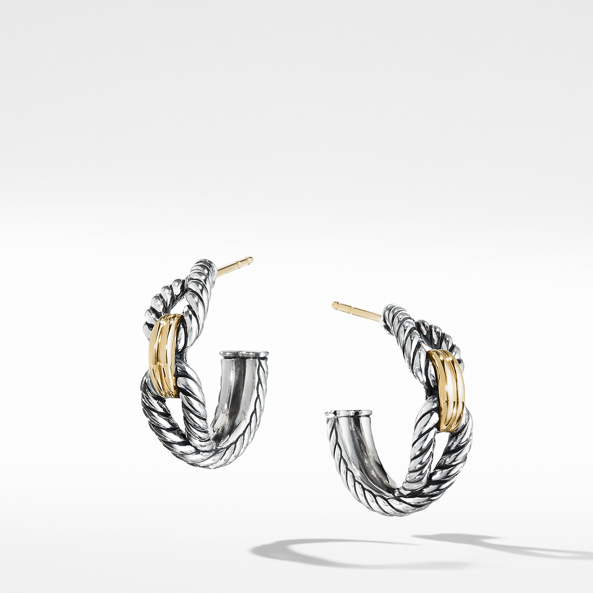David Yurman Cable Loop Earring in Silver and 18 - Karat Yellow Gold