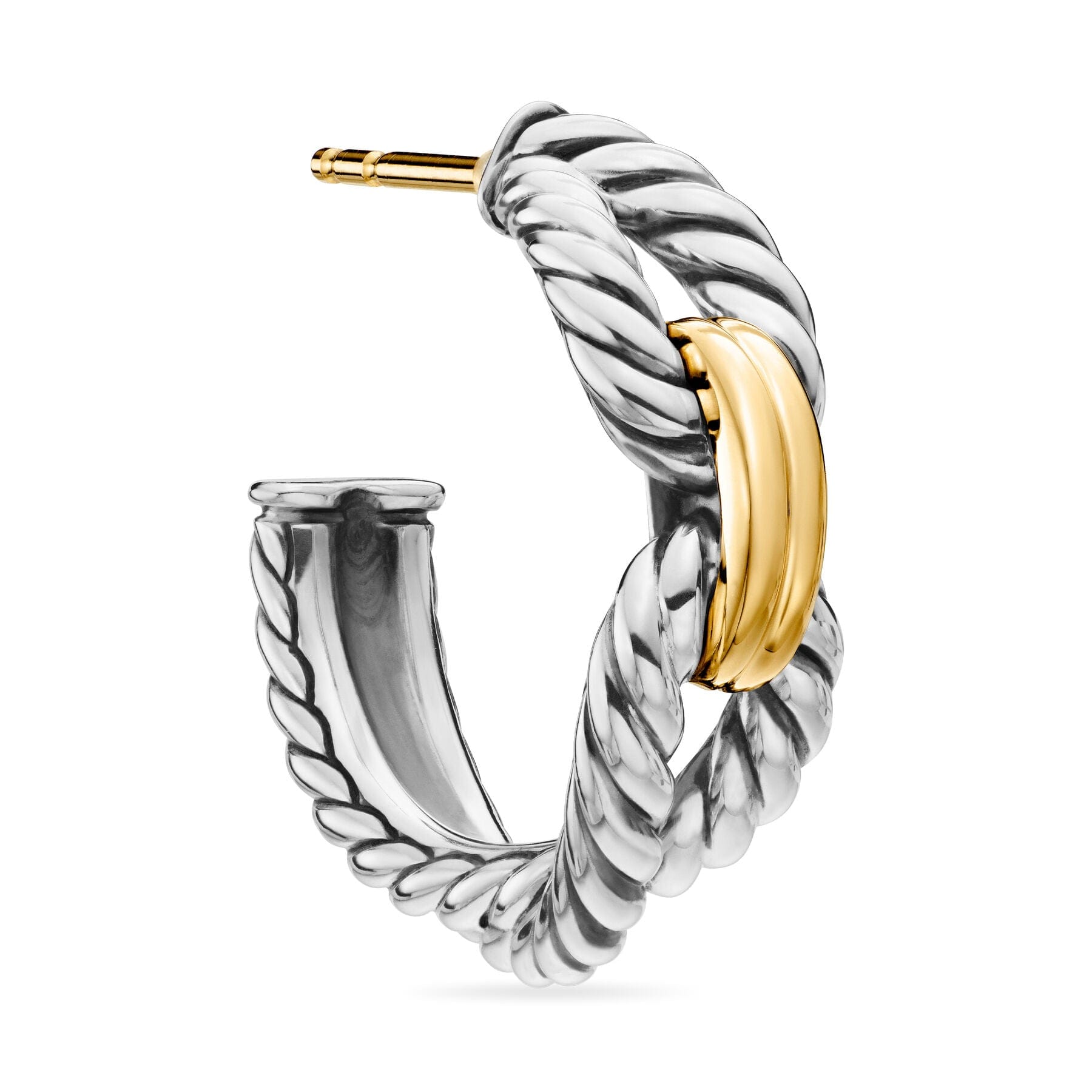 David Yurman Cable Loop Earring in Silver and 18 - Karat Yellow Gold