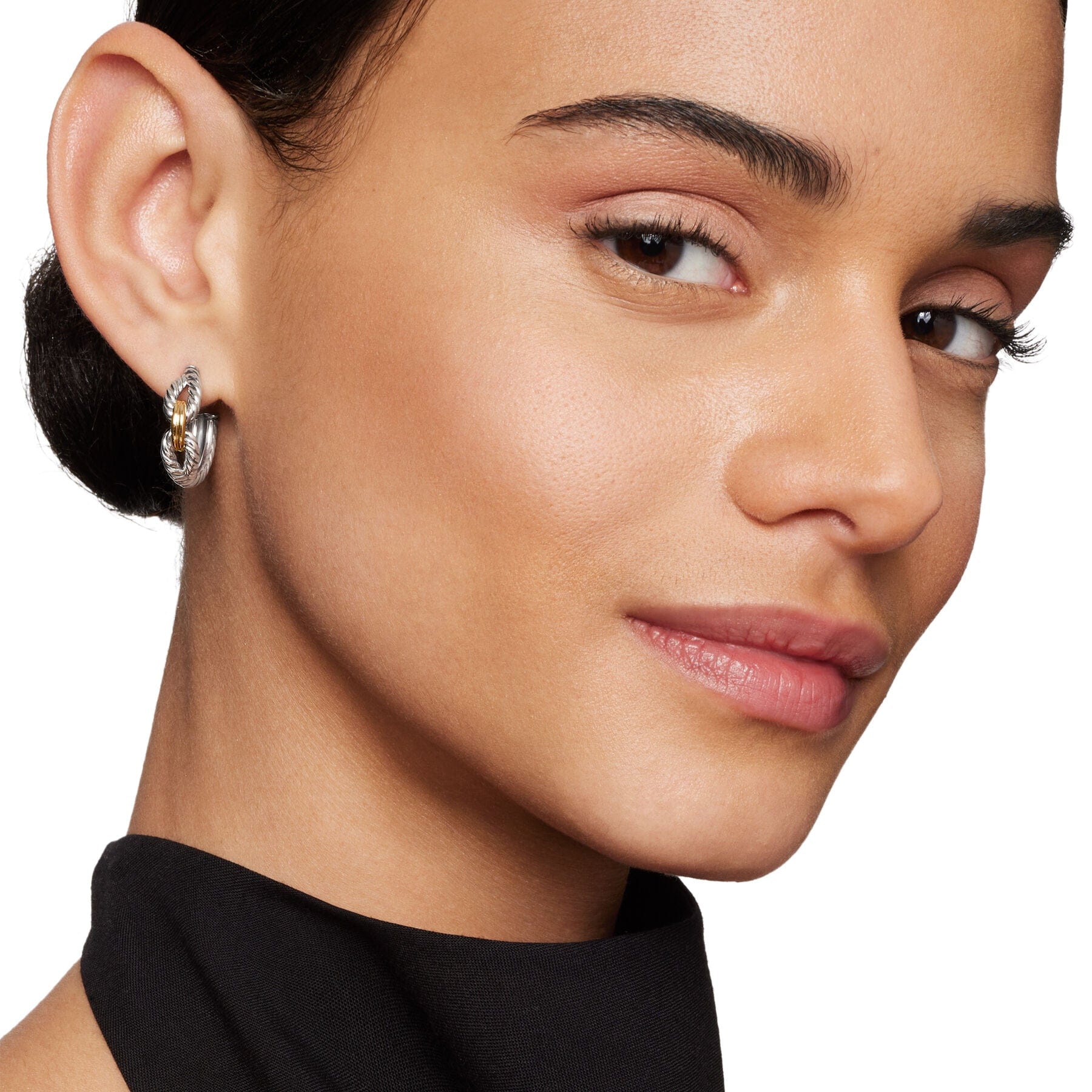 David Yurman Cable Loop Earring in Silver and 18 - Karat Yellow Gold