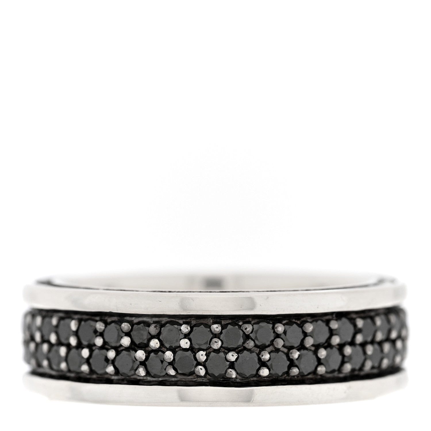 David Yurman Sterling Silver Black Diamond Streamline Two - Row Band Ring