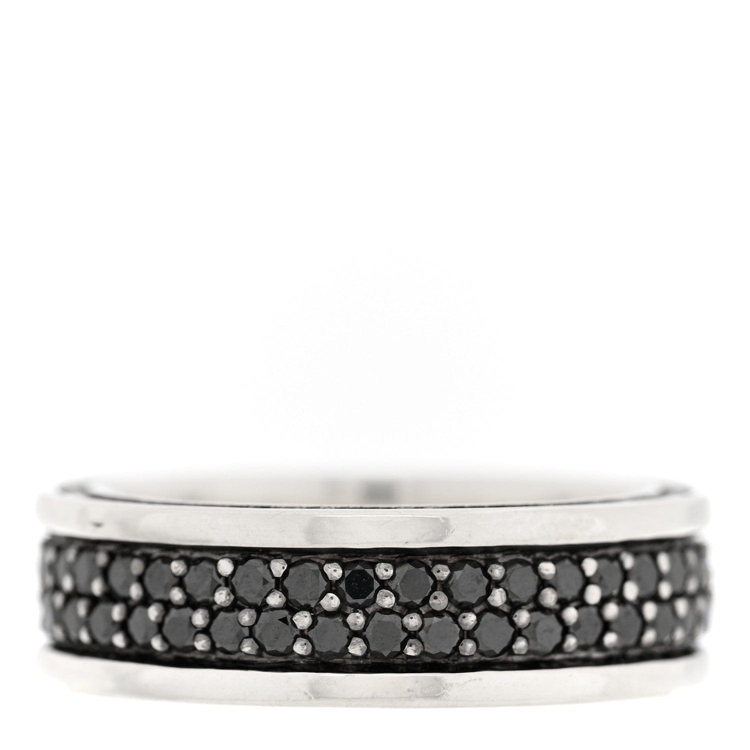David Yurman Sterling Silver Black Diamond Streamline Two - Row Band Ring