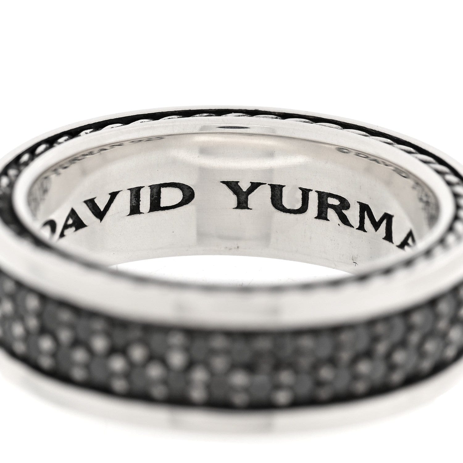 David Yurman Sterling Silver Black Diamond Streamline Two - Row Band Ring