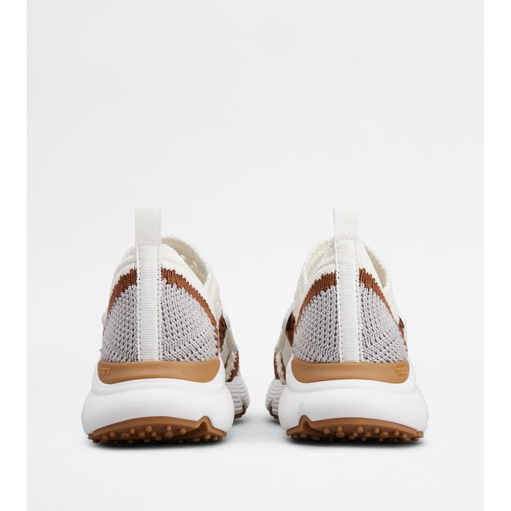 Tod's Tods Kate Slip - On Sneakers In Fabric Off White Brown Grey Womens