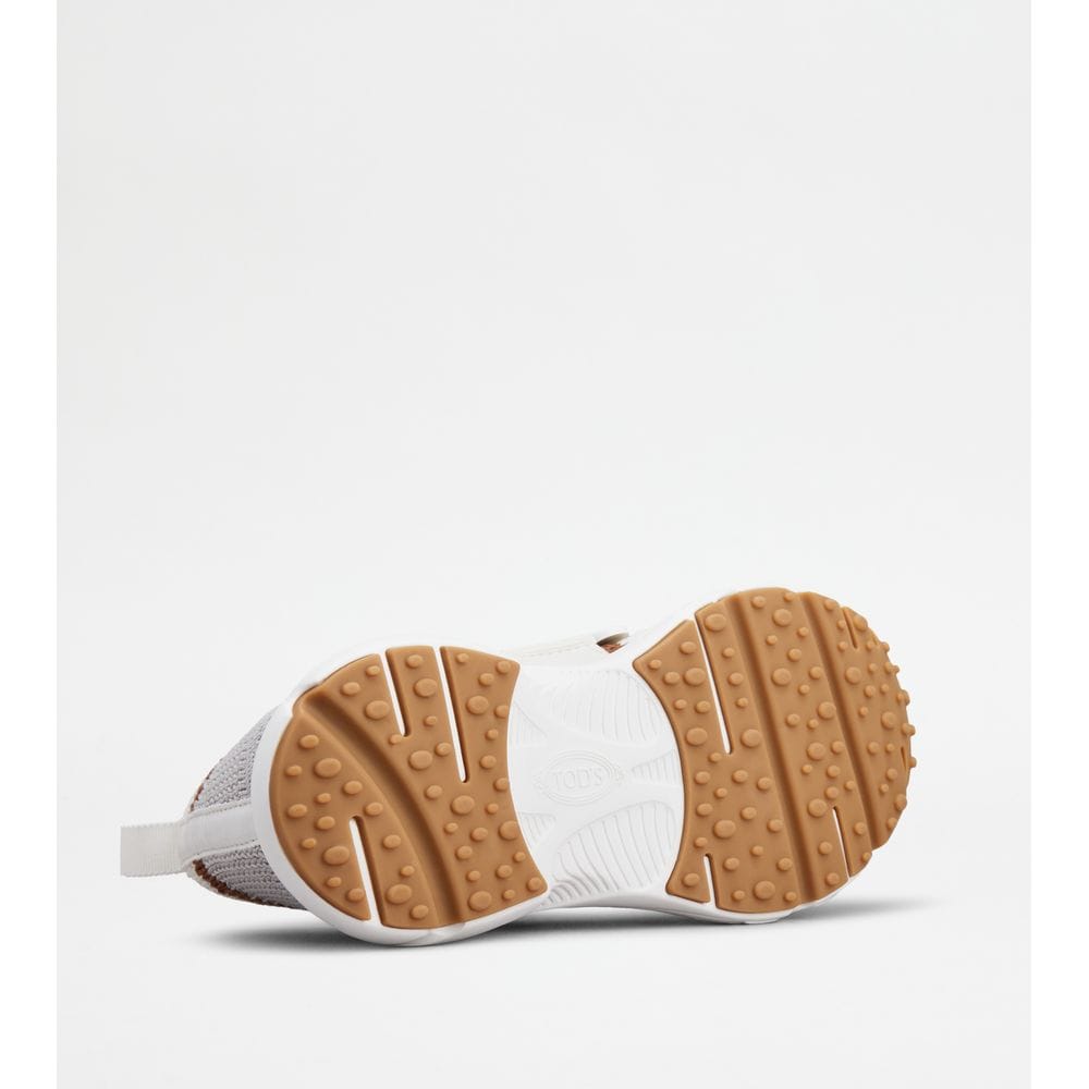 Tod's Tods Kate Slip - On Sneakers In Fabric Off White Brown Grey Womens
