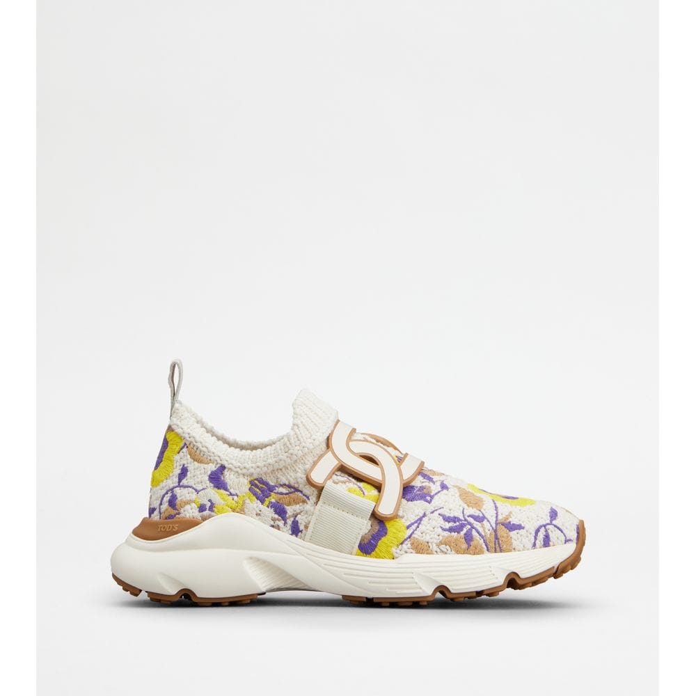 Tod's Tods Kate Slip - On Sneakers In Fabric Yellow Brown Off White Womens