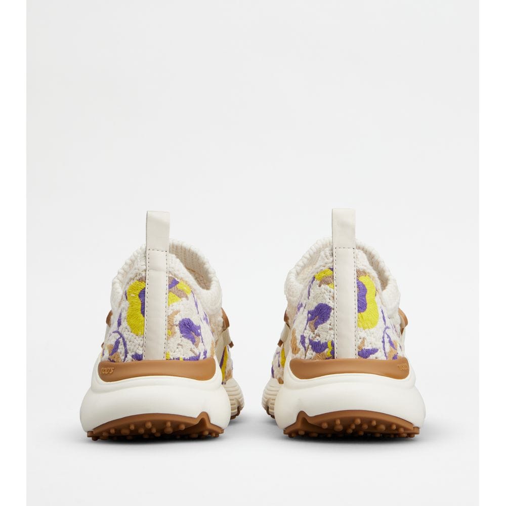 Tod's Tods Kate Slip - On Sneakers In Fabric Yellow Brown Off White Womens