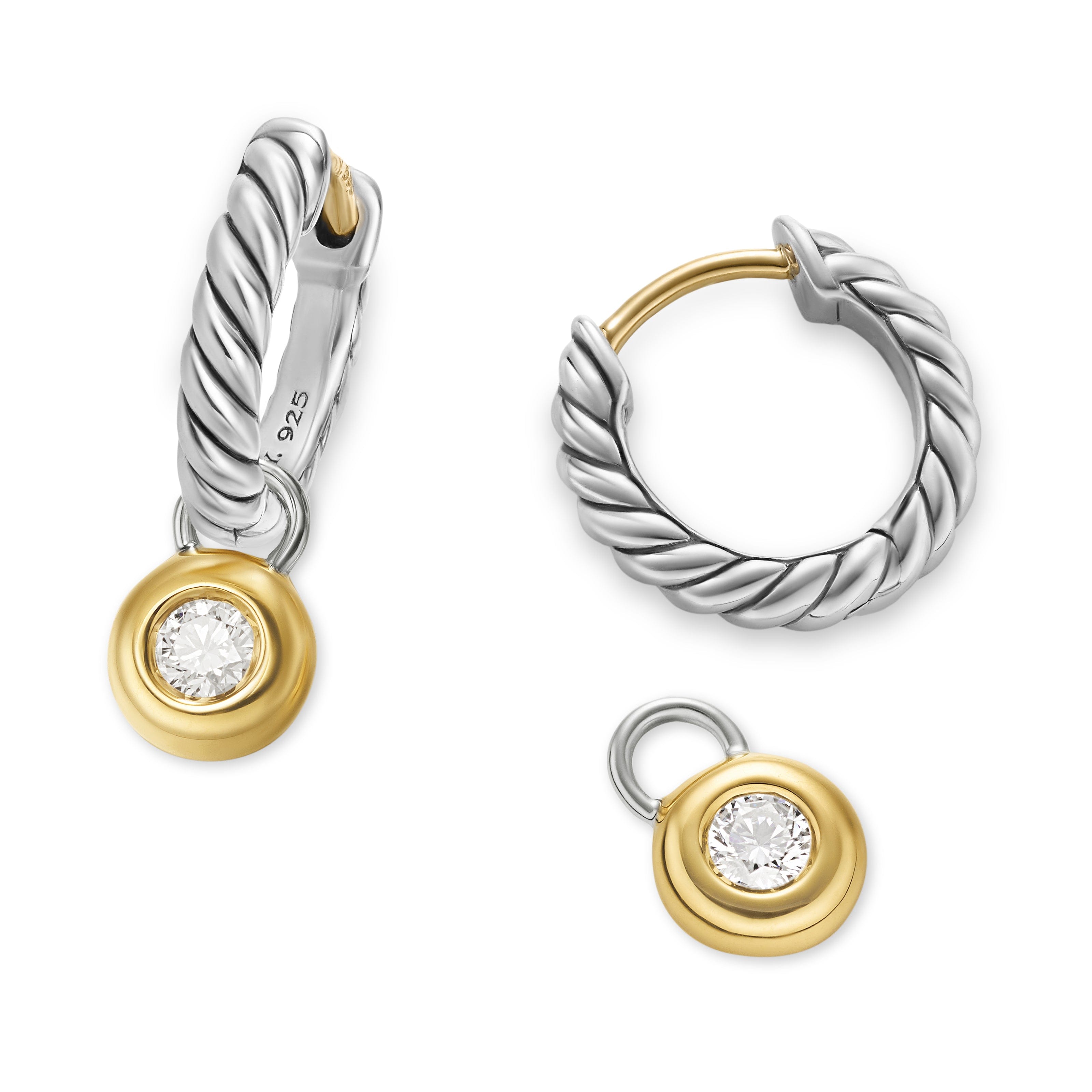 David Yurman Cable Collectibles® Collection Earring in Sterling Silver and 14k Gold