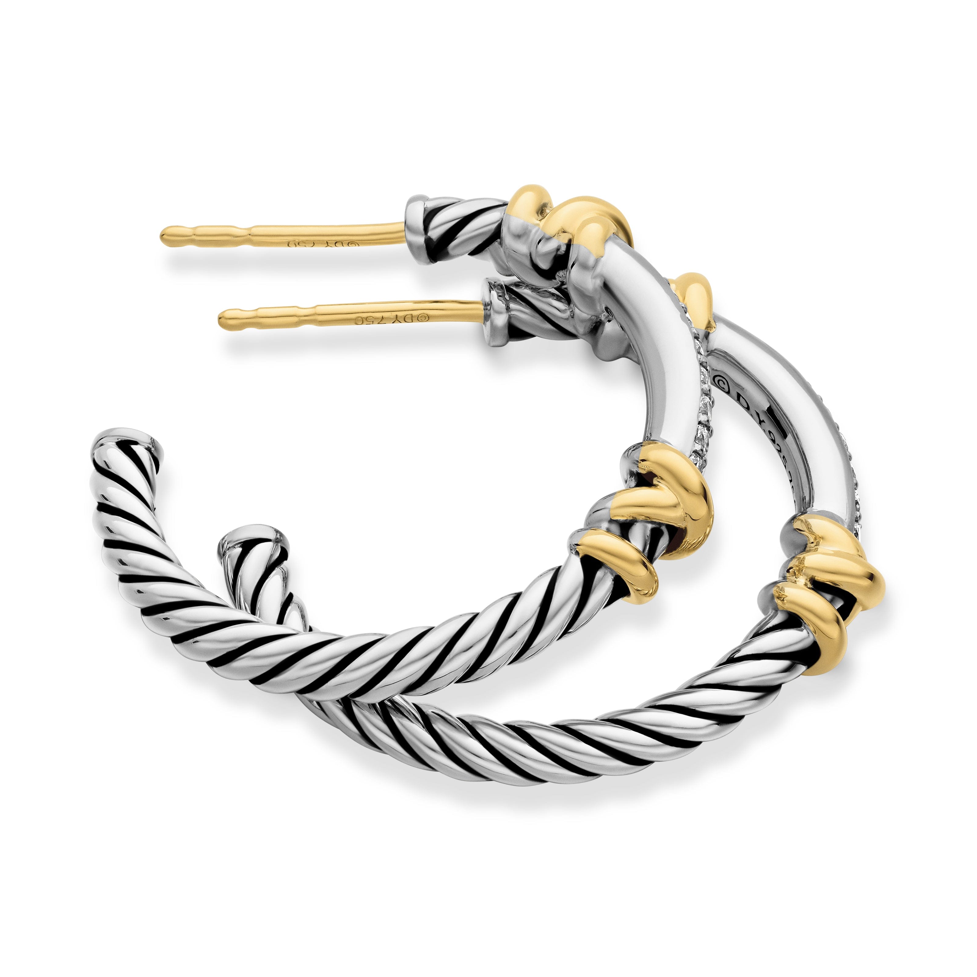 David Yurman DY Helena Collection Earring in Sterling Silver and 18k Gold