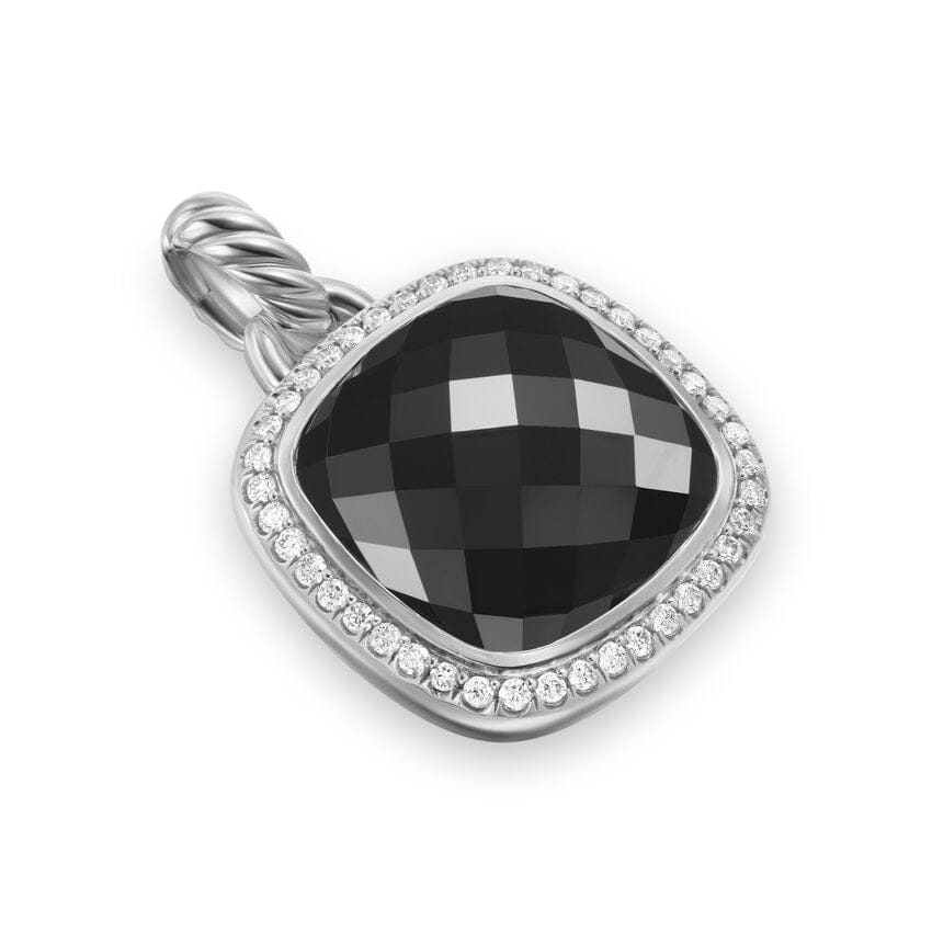 David Yurman Albion Pendant in Sterling Silver with Black Onyx and Diamonds, 15 mm