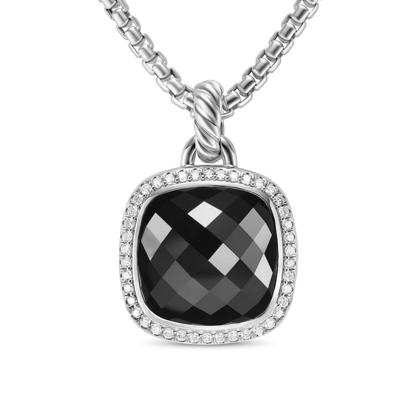 David Yurman Albion Pendant in Sterling Silver with Black Onyx and Diamonds, 15 mm